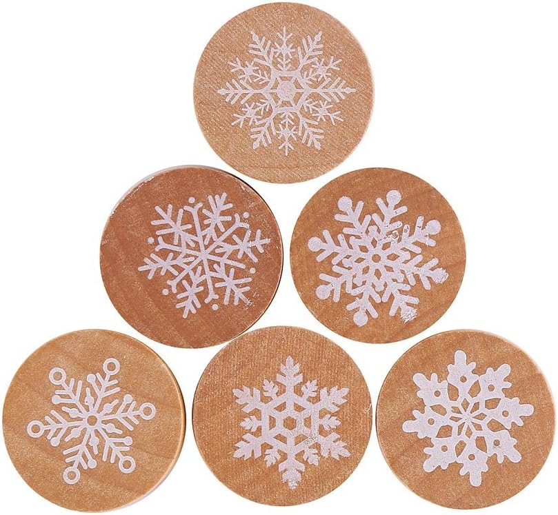 DECORA 6 Pieces Snowflake Floral Wooden Rubber Stamps for Card Making Scrapbooking and Crafts