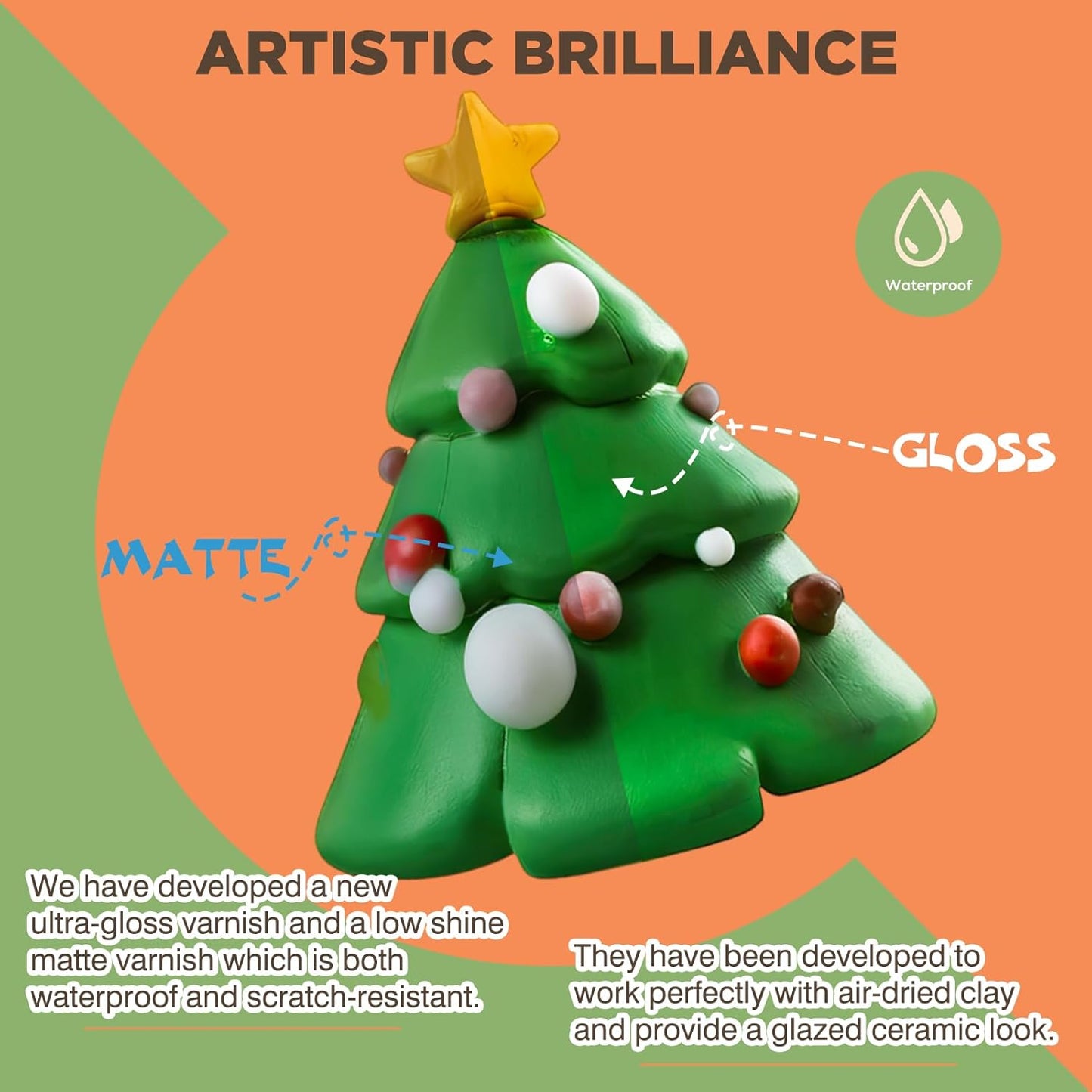 120ml Air Dry Clay Varnish - Air Dry Clay Sealant for Airdry Clay - Clear Varnish for Air Dry Clay Pottery - Gloss Finish Clear Varnish for Pottery, Used to Prevent Clay Cracking, Scratches, Wear