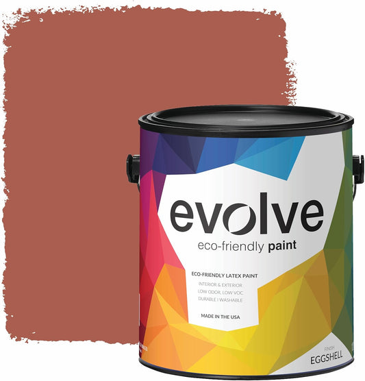 EVOLVE Paint & Primer: Environment-friendly, Eggshell with One-coat Coverage for Interior & Exterior surfaces (Red Clay, 1-Gallon)