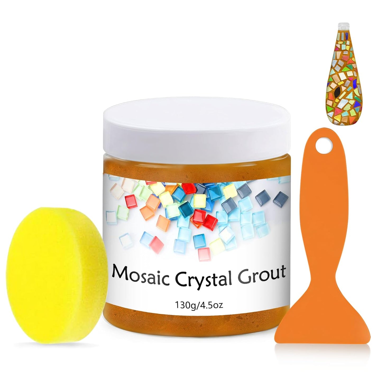 Mosaic Crystal Grout, Mosaics Tile Tools, Mosaic Tile Accessories – Essential for Handmade Grouting and Perfect for DIY Craft Projects (Orange, 4.5oz)