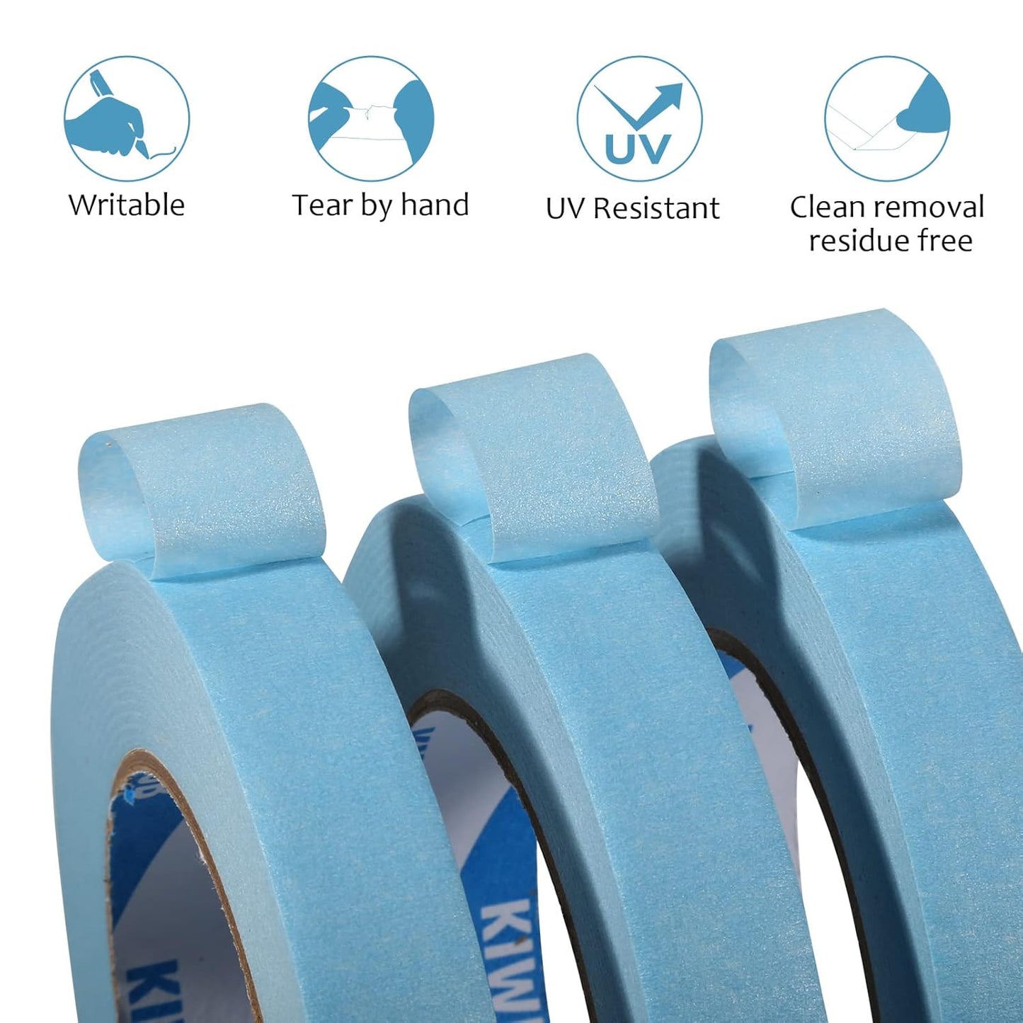 Light Blue Painters Tape,1 inch x 60 Yards x 5 Rolls (300 Yards Total) - Medium Adhesive Masking Tape for Painting,Labeling,DIY Crafting,Decoration and School Projects