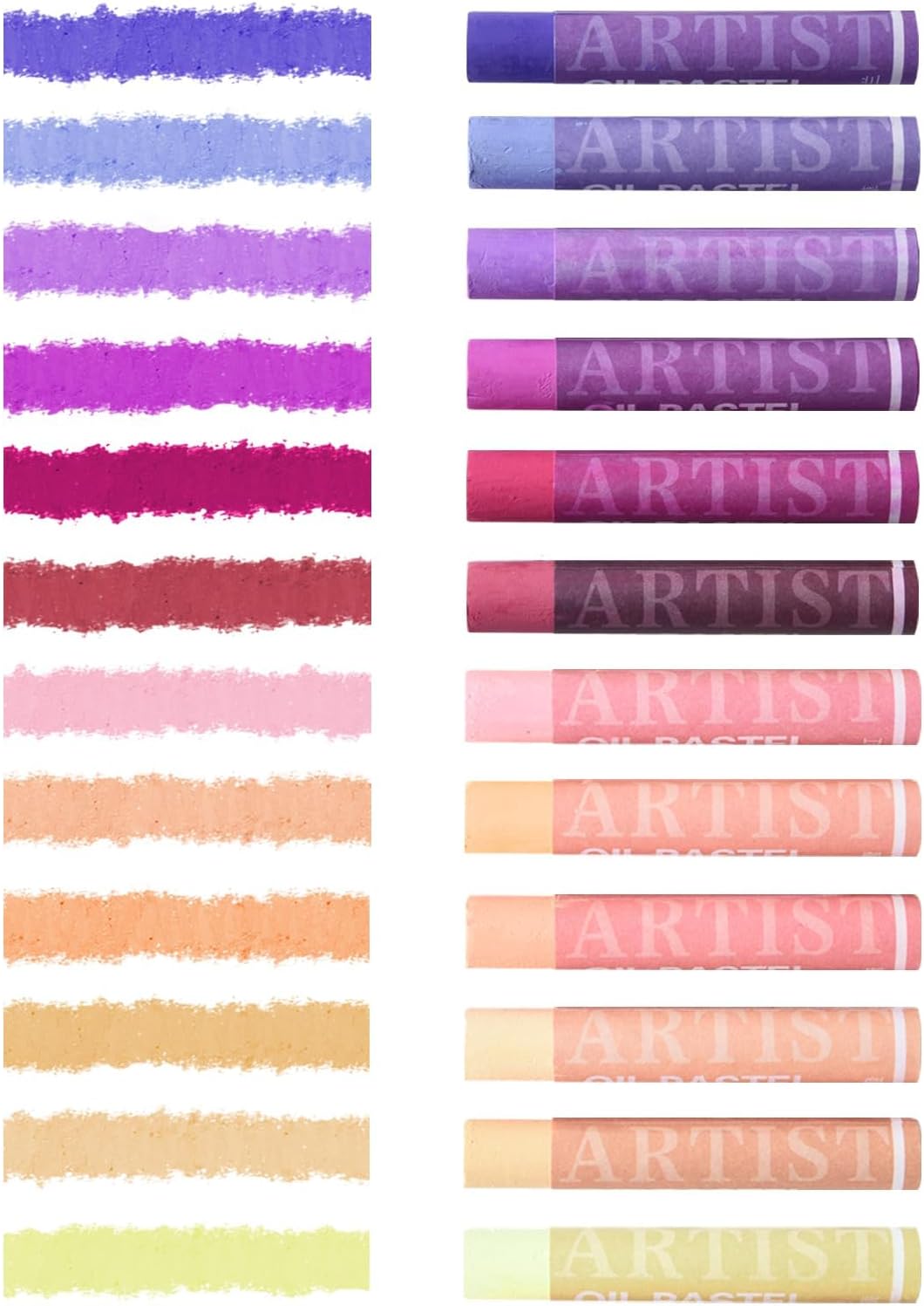 qianshan Soft Oil Pastels Set of 12 Colors,Non Toxic,Soft Texture Vibrant and Creamy Oil Crayons Pastels Art Supplies For Professional Artists Beginners Drawing.Purple&Skin