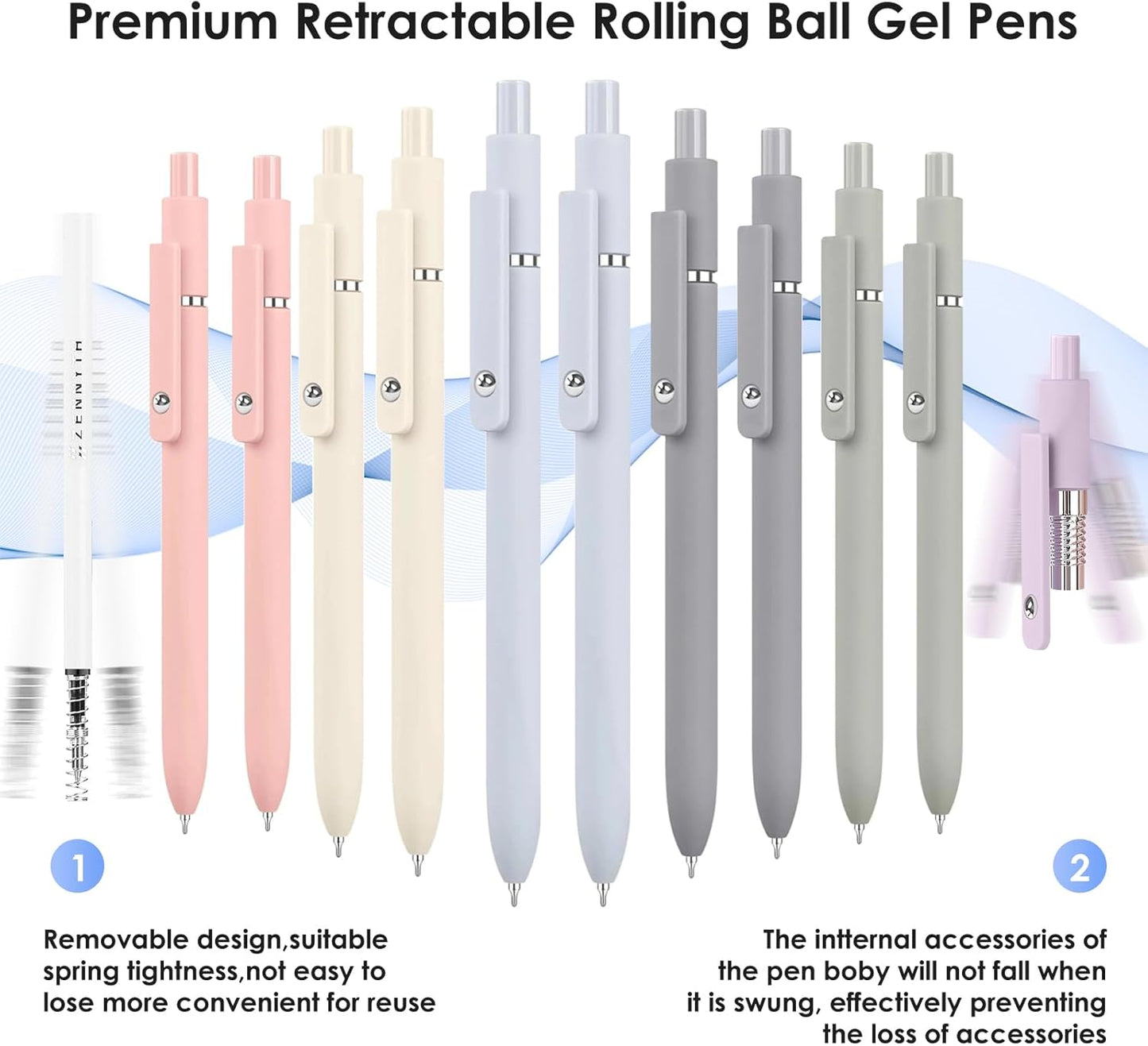 10PCS Gel Pens Black Ink Fine Point Pens With Smooth Writing, School Office Supplies, Christmas Anniversary Birthday Gifts for Men Women, Quick Dry Pens For Journaling, Nurse Aesthetic Pen (Morandi)