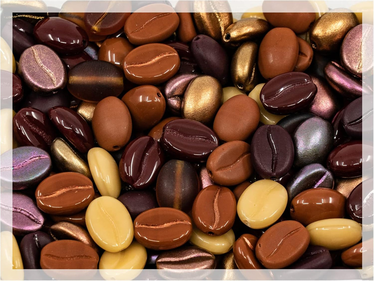 80+ Glass Coffee Bean Beads (1.8oz=50g) Czech Republic, 0.43 inch (11mm) Mix for Jewelry Making Decorations