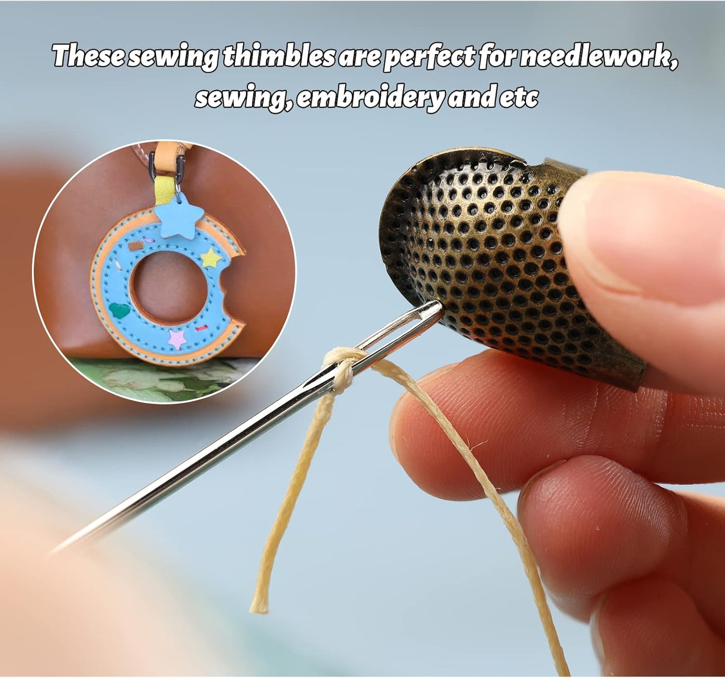 5 Pcs Sewing Thimbles, Adjustable Metal Sewing Thimble Rings, Finger Protector for Hand DIY, Red Bronze Metal Shield, DIY Sewing Tools Accessories, Thimble Ring for Quilting