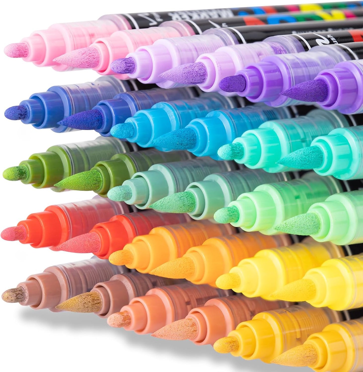 Guangna 120 Colors Acrylic Paint Markers, Dual Tip Paint Markers Pens Set with Soft Brush Tip, Multifunctional Fine Tip Markers for Wood,Canvas, Rock Painting,Glass,Diy Crafts Art Supplies, Waterproof