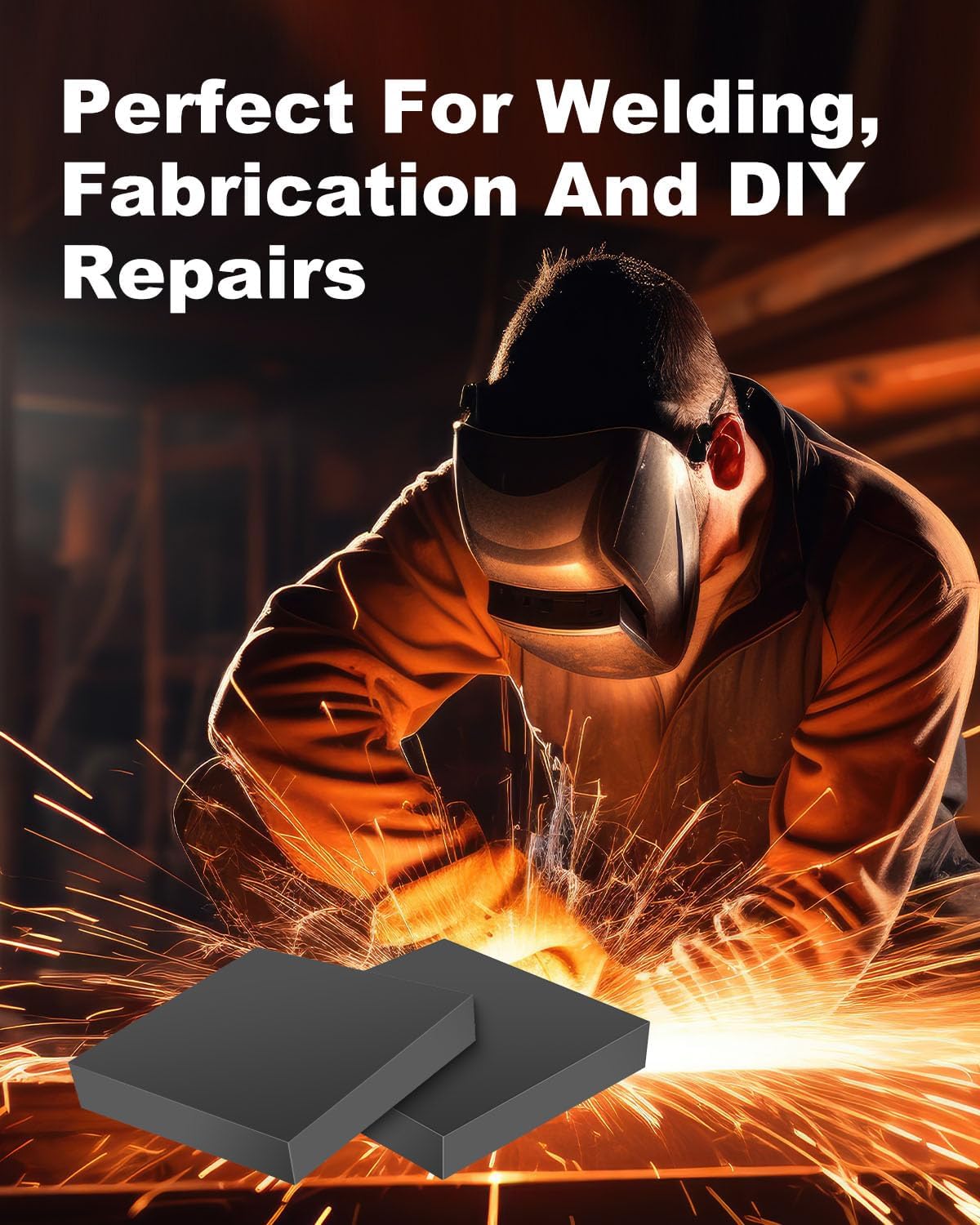 Rocaris Hot Rolled Steel Plate 5/8" x 4" x 4", Pack of 2, Weldable Steel Sheet Metal for Auto Body Repair, DIY Projects, Industrial Support