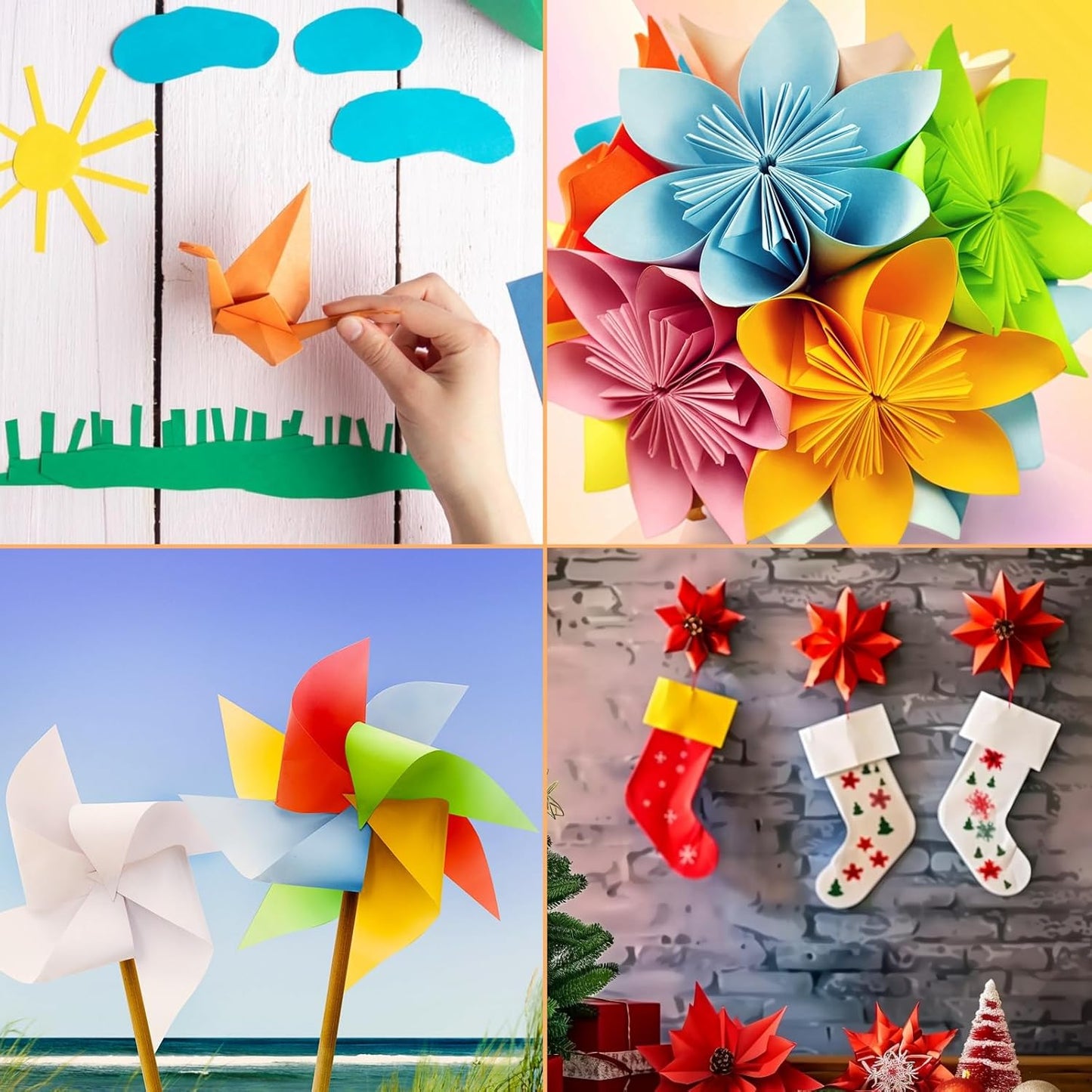 Square Origami Paper, 200 Sheets, 20 Colors Origami Kit for Kids Ages 8-12, Double Sided Colored Paper Folding Paper Origami Paper for Crafts(100 pcs of 6×6in & 100pcs of 8×8in)