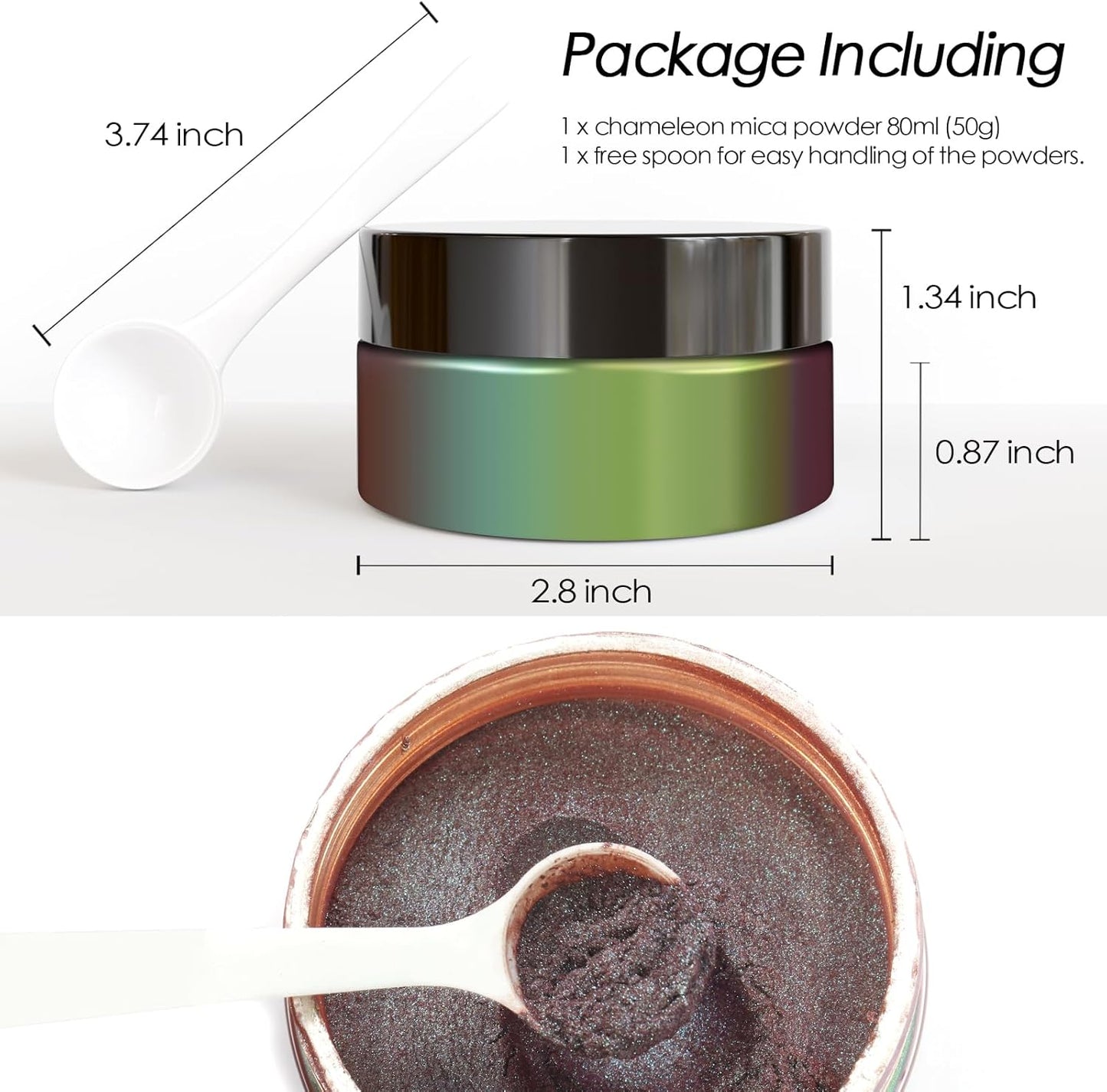 Ceya Chameleon Mica Powder, 1.8oz/ 50g Elven Eye Chrome Nail Powder, Cosmetic Grade Pearlescent Effect Color Shift Pigment for Epoxy Resin, Makeup, Nail Polish, Soap Dye, Candle Making, Craft