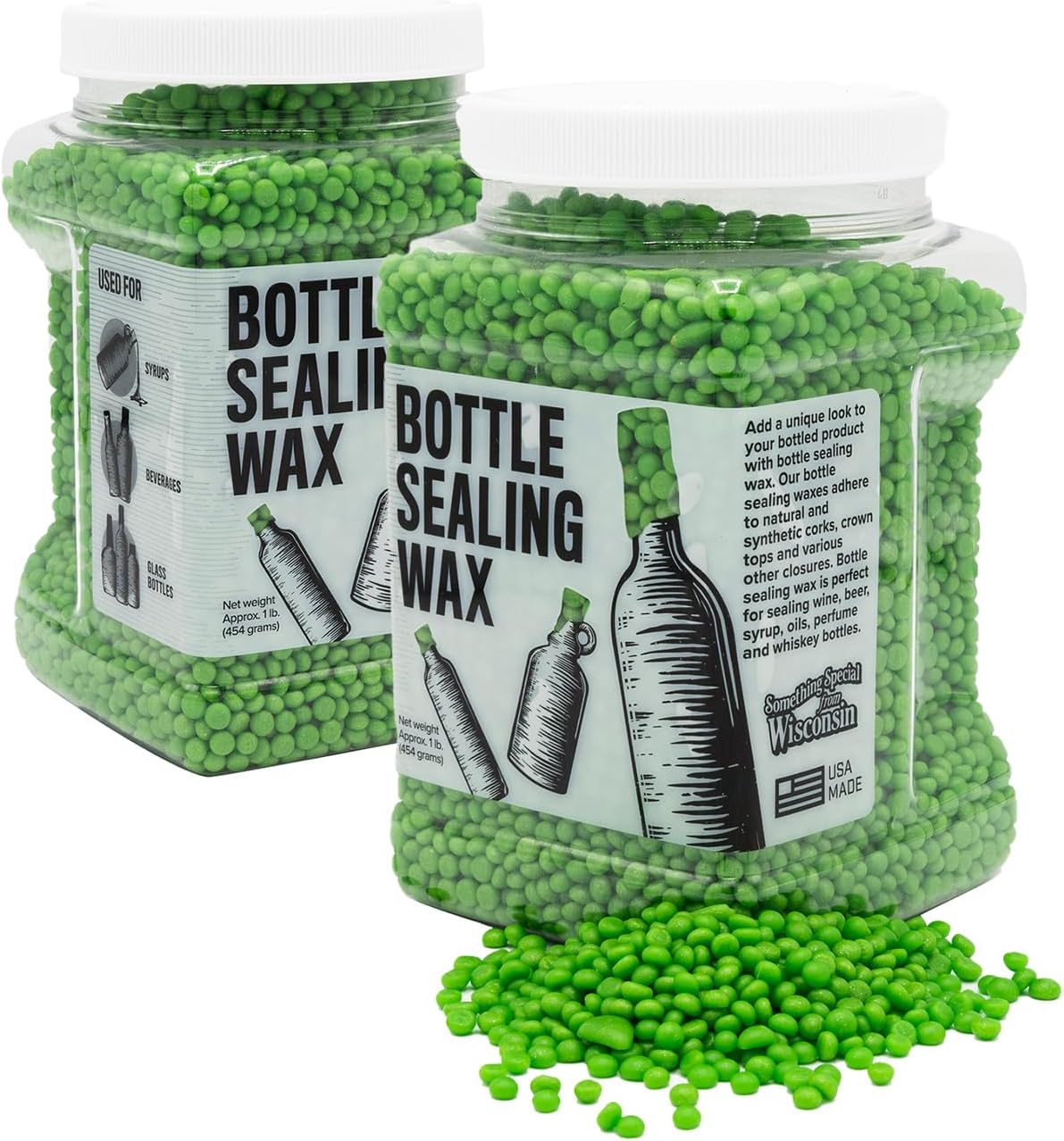 Blended Waxes, Inc. Bottle Sealing Wax, Pastille Wax Seal Beads For Wine, Beer, and Liquor Bottle Sealing, Seals Between 25-30 Bottles, 1 lb, Lime Green