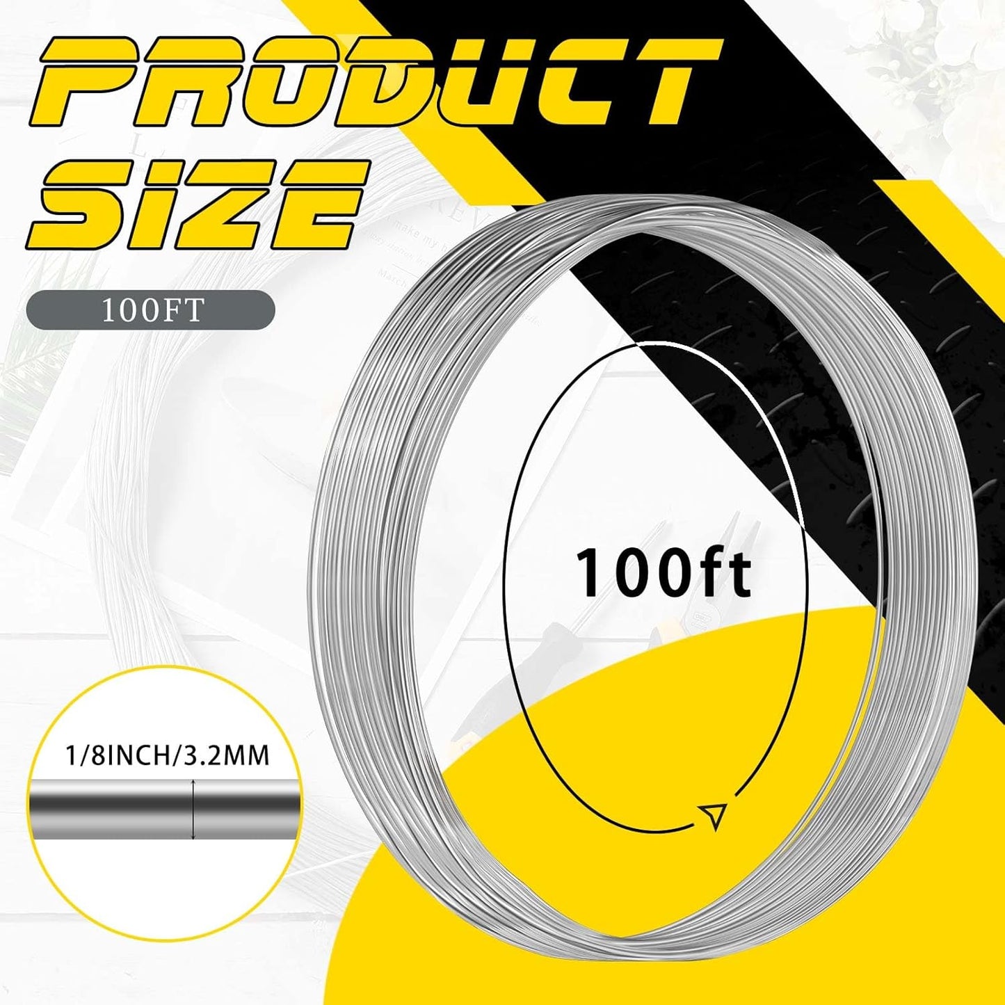 Zonon 100 ft 1/8 Inch Aluminum Armature Wire Metal Armature Bendable Aluminum Wire for Sculpting Dolls Floral Jewelry Making Weaving DIY Crafts, Silver