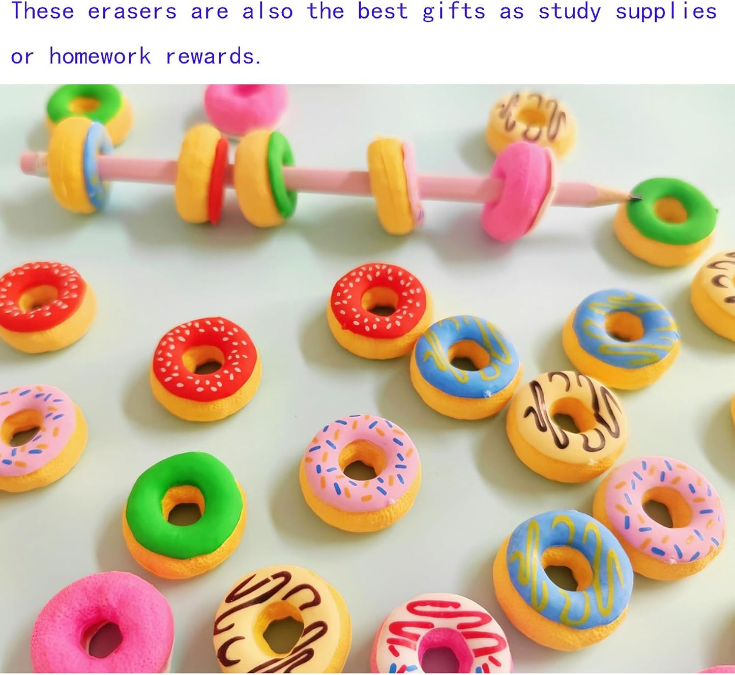 30PCS Cute Fun Donut Erasers for Kids Bulk,Back to School Party Gifts (Donut, Big)