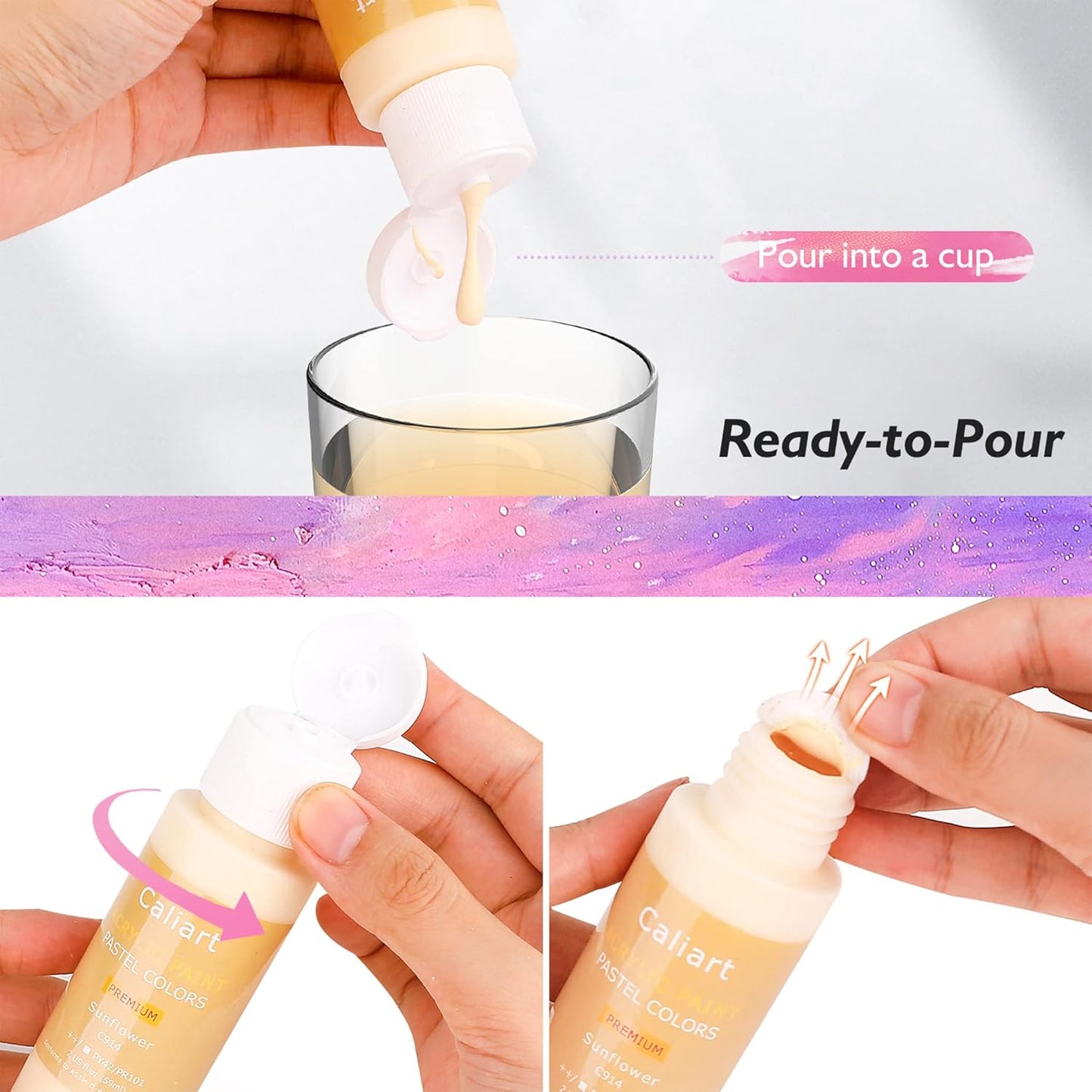 Acrylic Paint Set With 12 Brushes, 24 Colors (59ml, 2oz) Art Craft Paints for Adults Artists Beginners Painters, Canvas Halloween Pumpkin Ceramic Wood Rock Painting Art Supplies (Pastel)