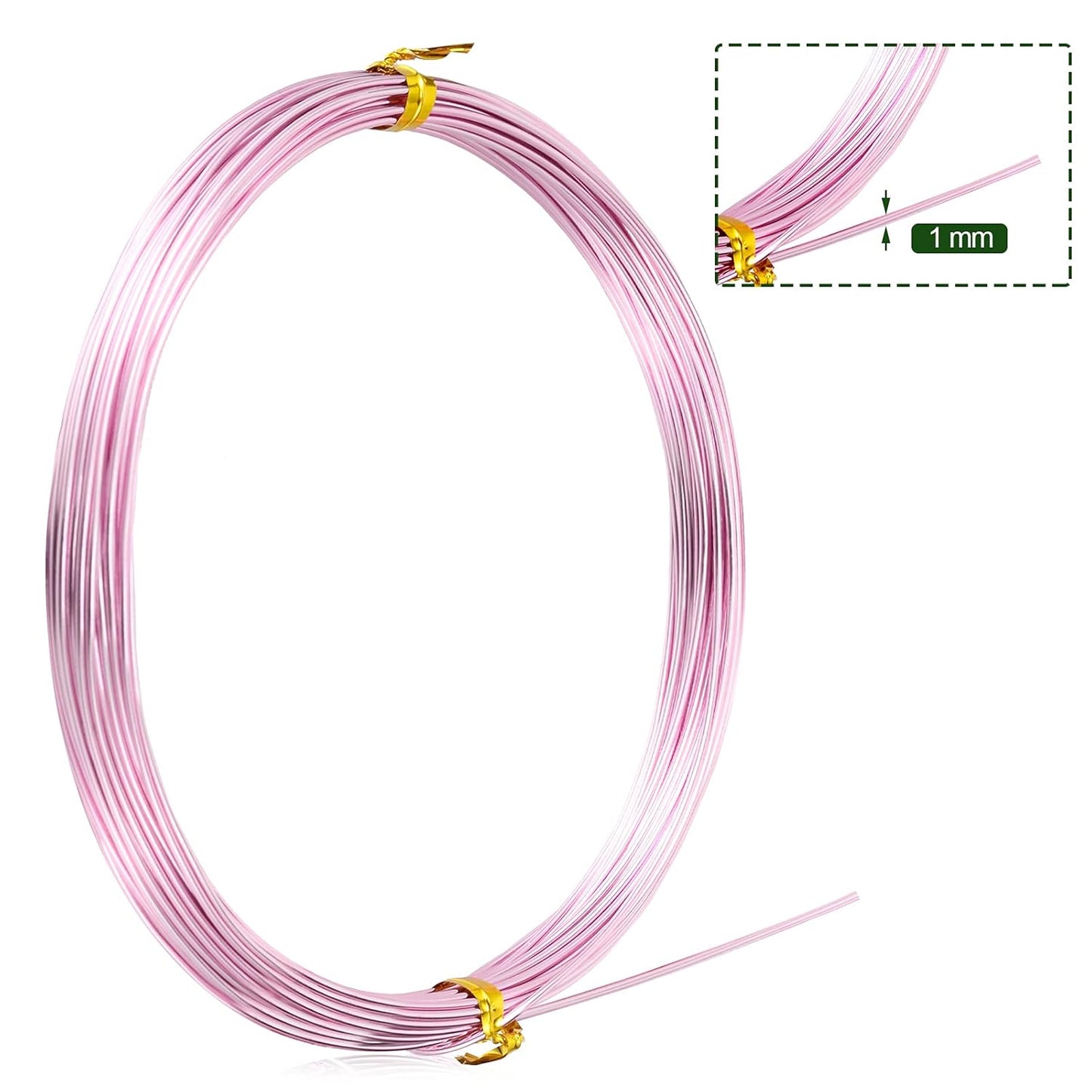 TecUnite Aluminum Craft Wire for Sculpting Armature Bendable Craft Wire for DIY Jewelry Making(Light Pink, 10 M X 1 mm, 1 Roll)
