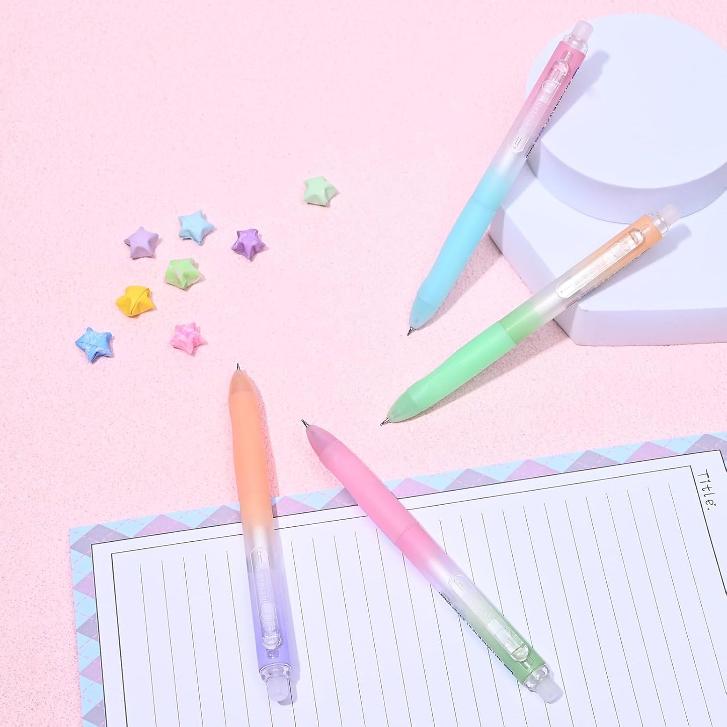 Temiary 4 Pcs Erasable Gel Pens & 10 Pcs Refills, Retractable Ink Pen with Eraser Clear, 0.5mm Fine Point Smooth Writing Make Mistakes Disappear for Crossword Puzzles Note Taking (Black Ink)