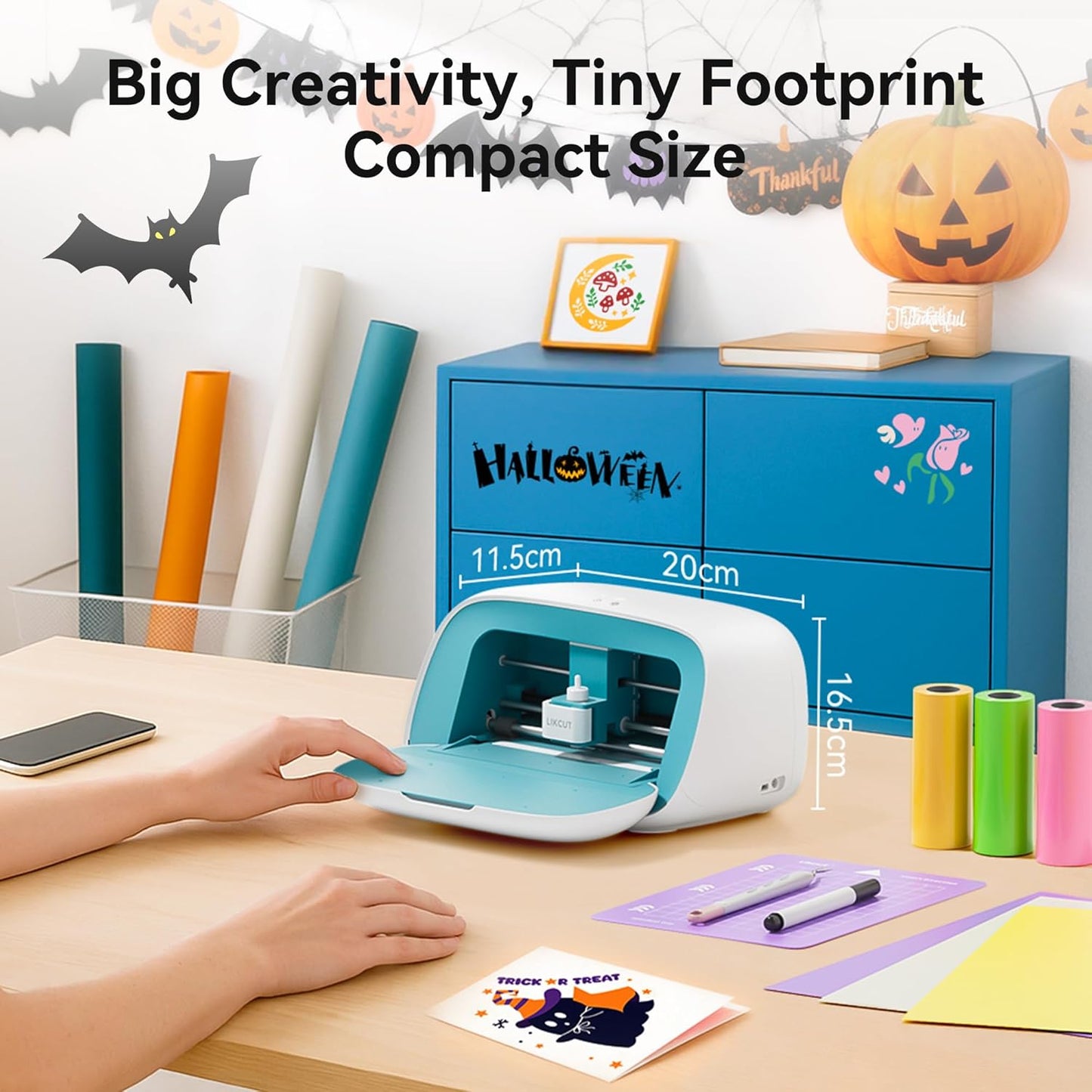 Likcut Vinyl Cutter Machine, Smart Sticker Maker Glee S501 for DIY Joy, Portable Cutting Tool for Crafting Beginner, Compact Design for Home & School Craft Projects, DIY Home Decor, Blue