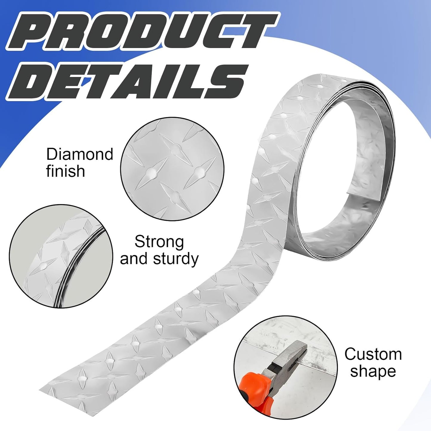 Diamond Plate Sheet Metal Aluminum Diamond Heavy Duty Tread Sheet Tread Plate for Wall Covering, Cargo Trailer, RV (120 × 2 Inch)