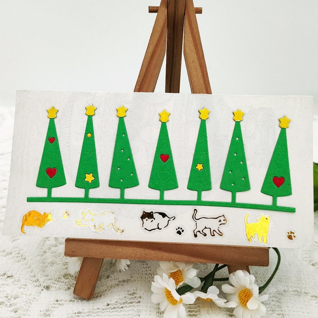 Mvchifay Cutting Dies Happy Birthday Metal Stencils Scrapbooking Tool DIY Emboss Paper Card Making (Christmas Trees-12.4x4.8cm)