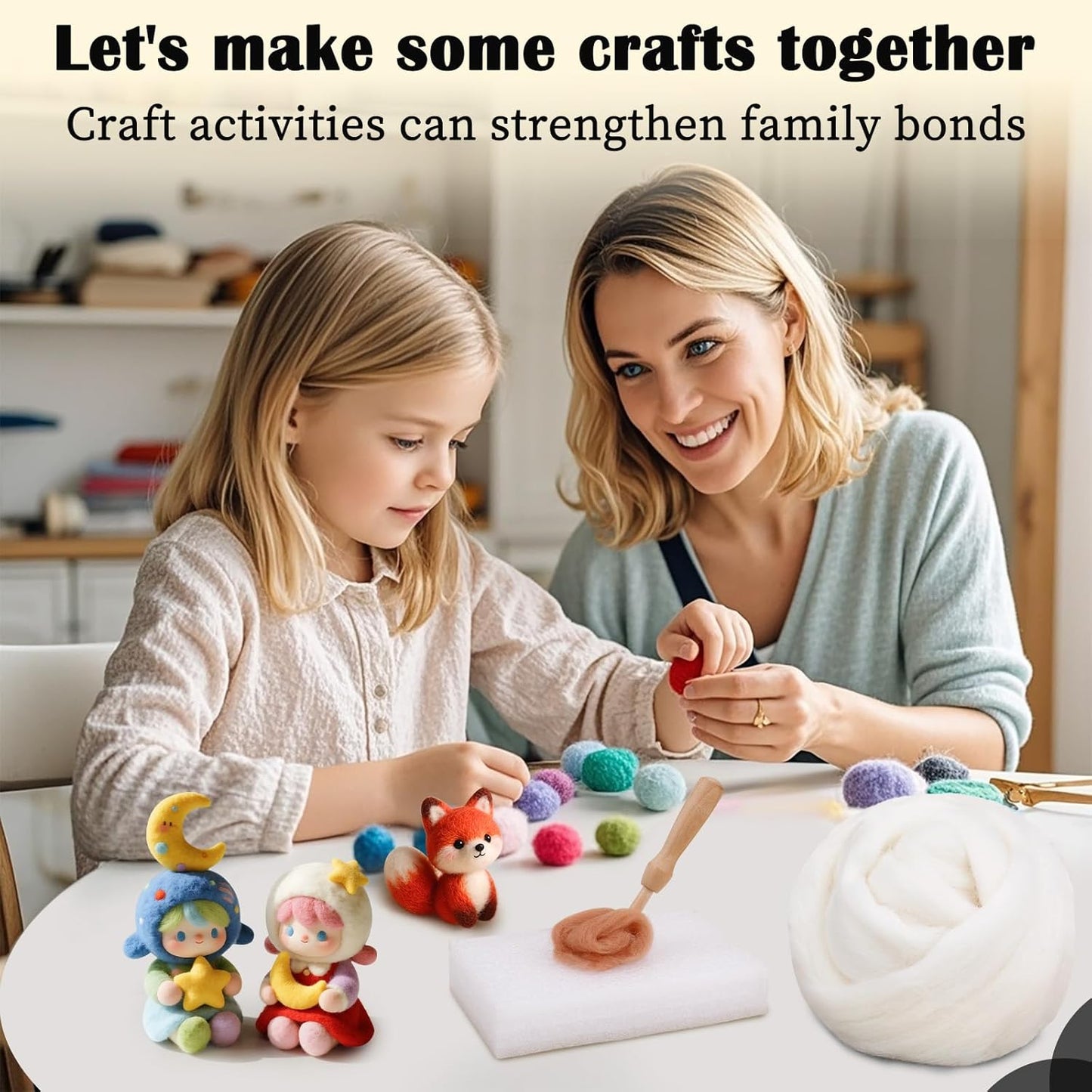 Mayboos Wool Roving Yarn, 1.76oz Colored Natural Wool Roving,Wool Felting Supplies Pure Wool Chunky Yarn for Wet Felting handcrafts and Spinning (Original White Color)