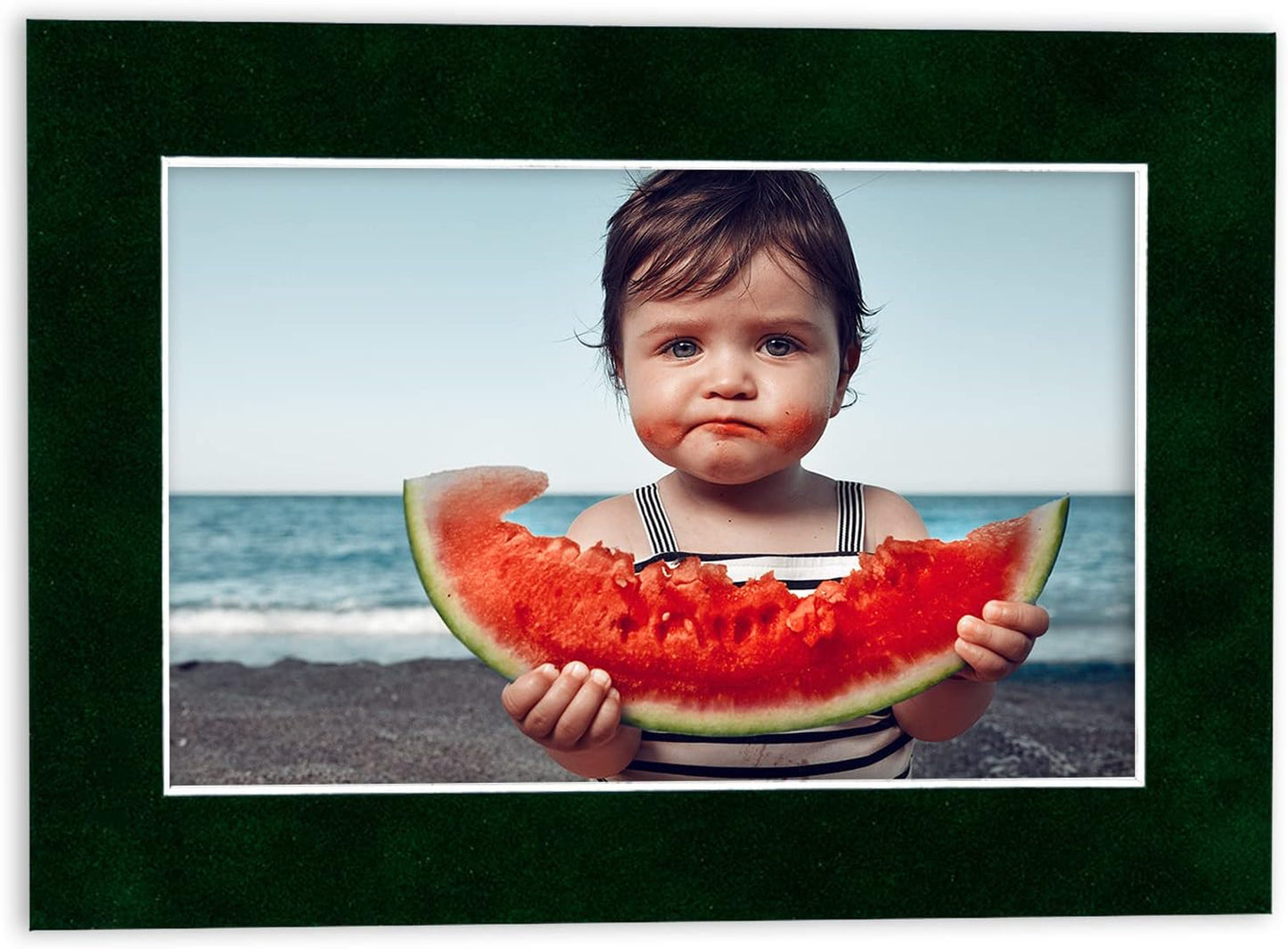 8x10 Mat Bevel Cut for 6x8 Photos - Acid Free Green Suede Precut Matboard - For Pictures, Photos, Framing - 4-ply Thickness