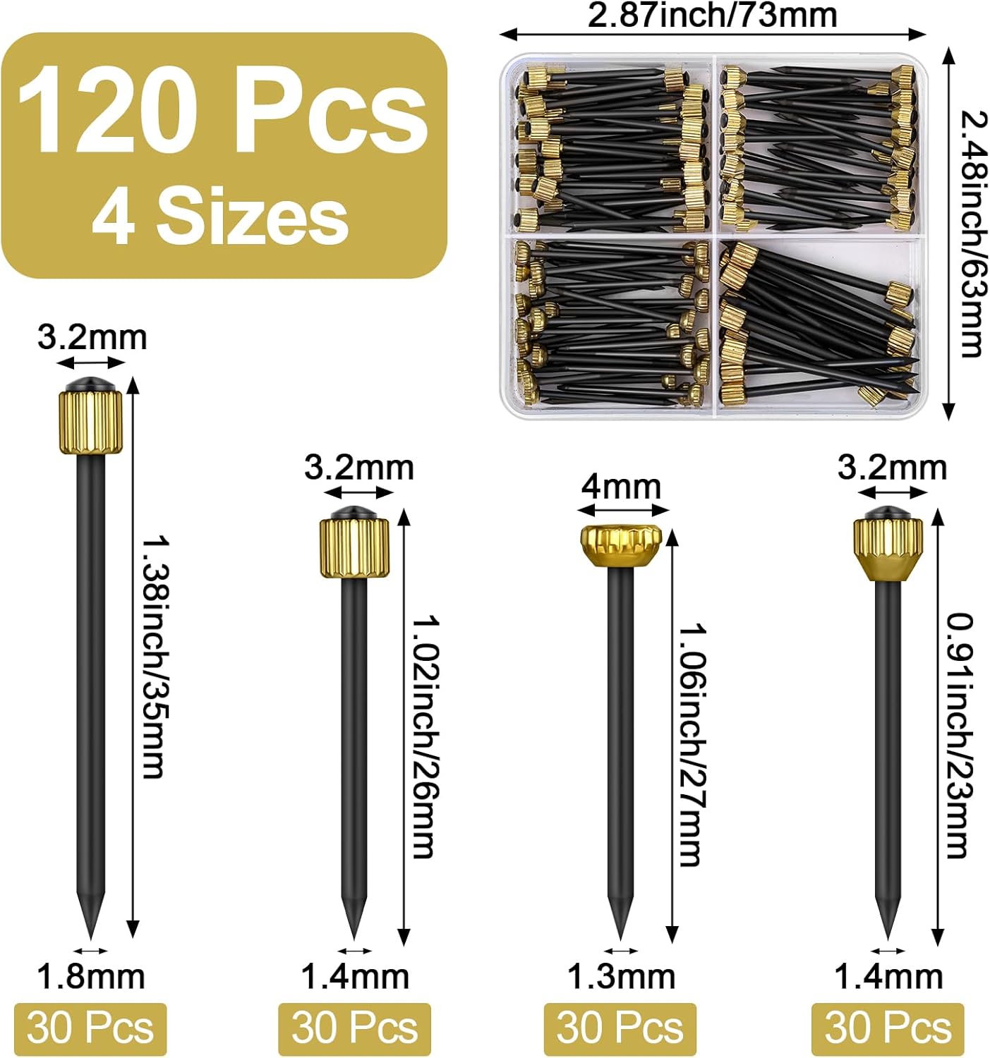 120PCS Nails for Hanging Pictures, 4 Sizes Picture Hanging Nails for Wall Decoration Hanging Frame Kit Mirror Hanging Hardware Tool Hangers for Claw Drywall Nails (Small Medium Large Nails)