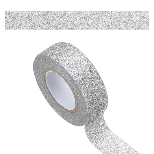 PATIKIL 1 Roll Glitter Paper Washi Tape, Washi Decorative Tape for Crafts, Silver
