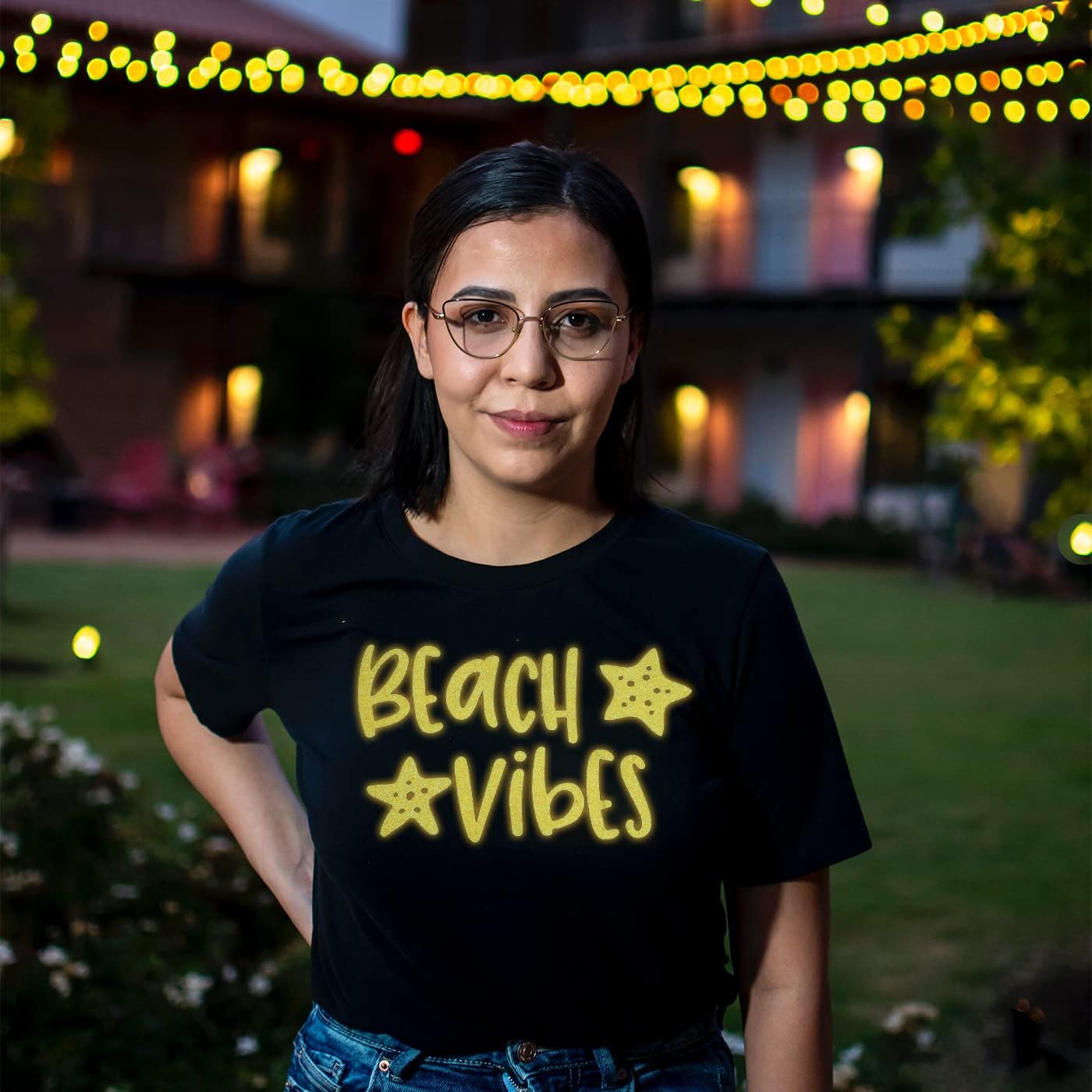 guangyintong Glow Glitter Gold Heat Transfer Vinyl HTV Rolls, 12" x 8ft Iron on Vinyl for T-Shirts, Glitter HTV Vinyl for All Cutter Machines Easy to Cut & Weed for DIY Design