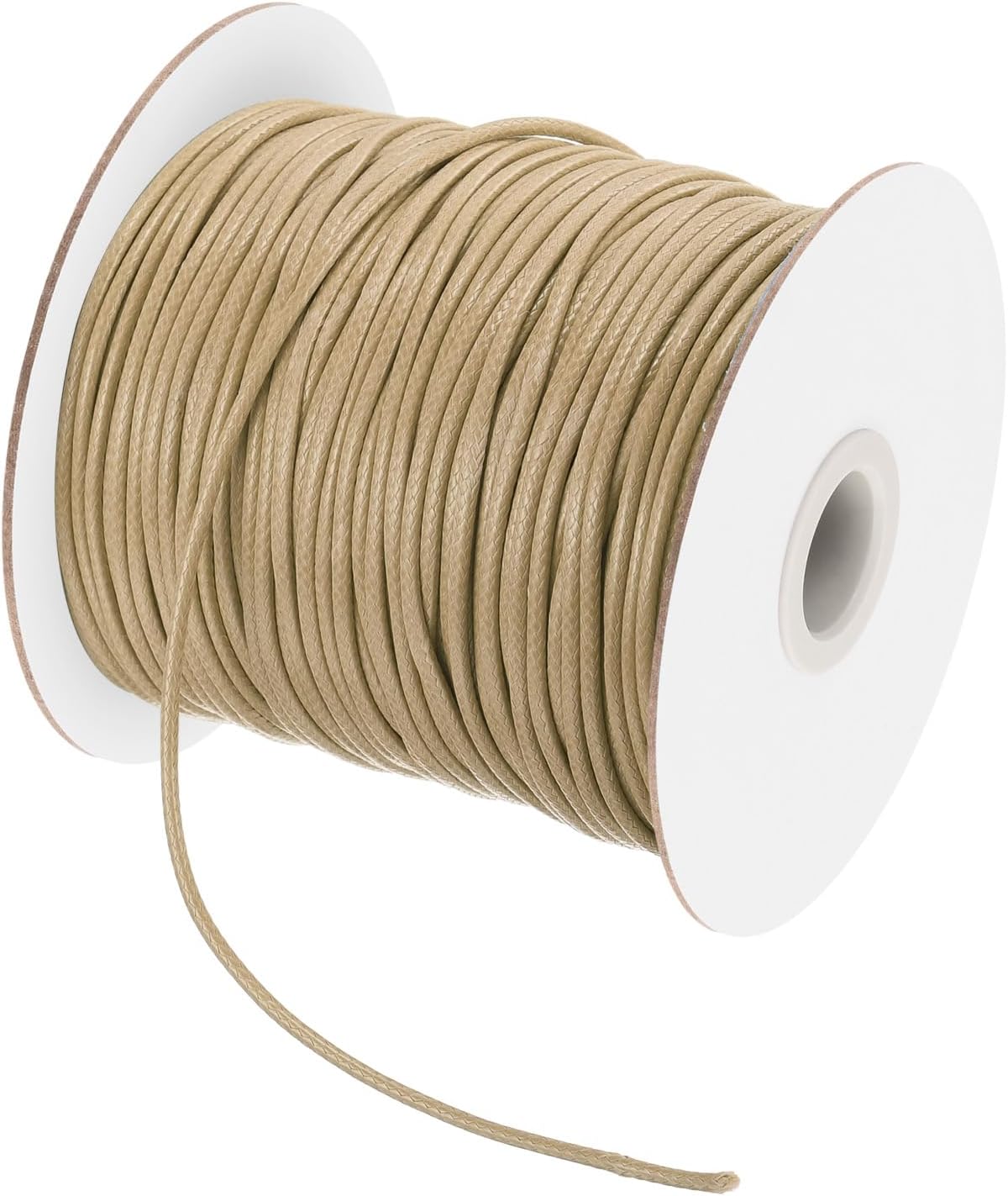 MECCANIXITY Waxed Cord 2mm Waxed Polyester Cord 98 Yard Wax String for Bracelet Making, Necklaces, Beading, Jewelry Making and DIY Crafts(Khaki)