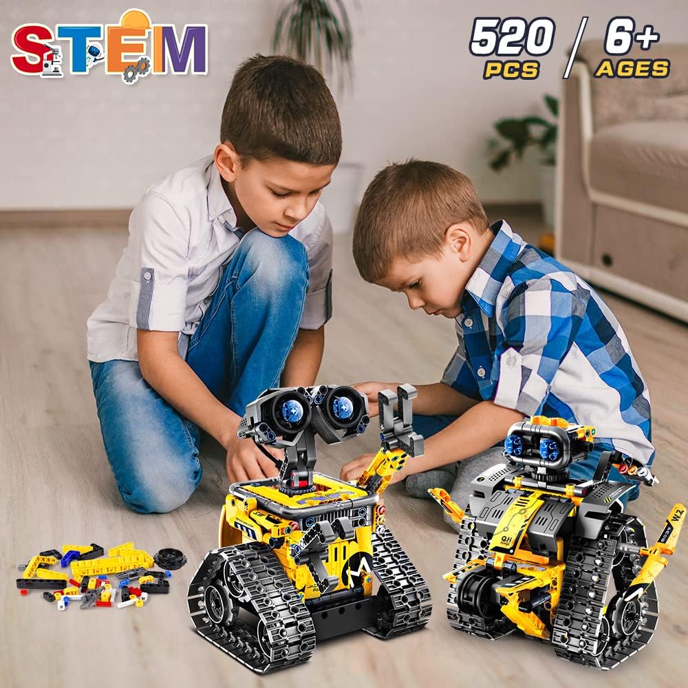 HOGOKIDS Robot Building Toys for Kids - 5 in 1 Remote & APP Controlled Building Set | RC Wall/Engineer Robot/Mech Dinosaur STEM Toys for Boys Girls Age 6 7 8 9 10 11 12+ Year Old (520 Pcs)