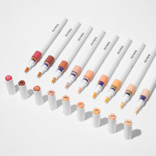 ROSYMENG 9 Color Acrylic Paint Pens,Quick-Drying Waterproof Acrylic Paint Markers, Soft Brush Tip Acrylic Markers for Canvas, Rock Painting, Wood, Stone, Glass, Ceramic, Fabric Painting, DIY Crafts