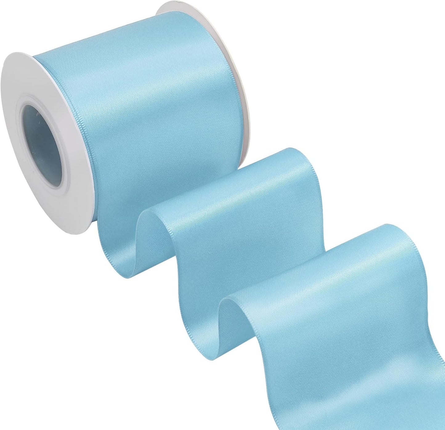 Blue Mist Satin Ribbon 3 Inch X 15 Yards Solid Color Double Faced Ribbons Perfect for Crafts Wedding Decor Bow Making Arts Sewing and More