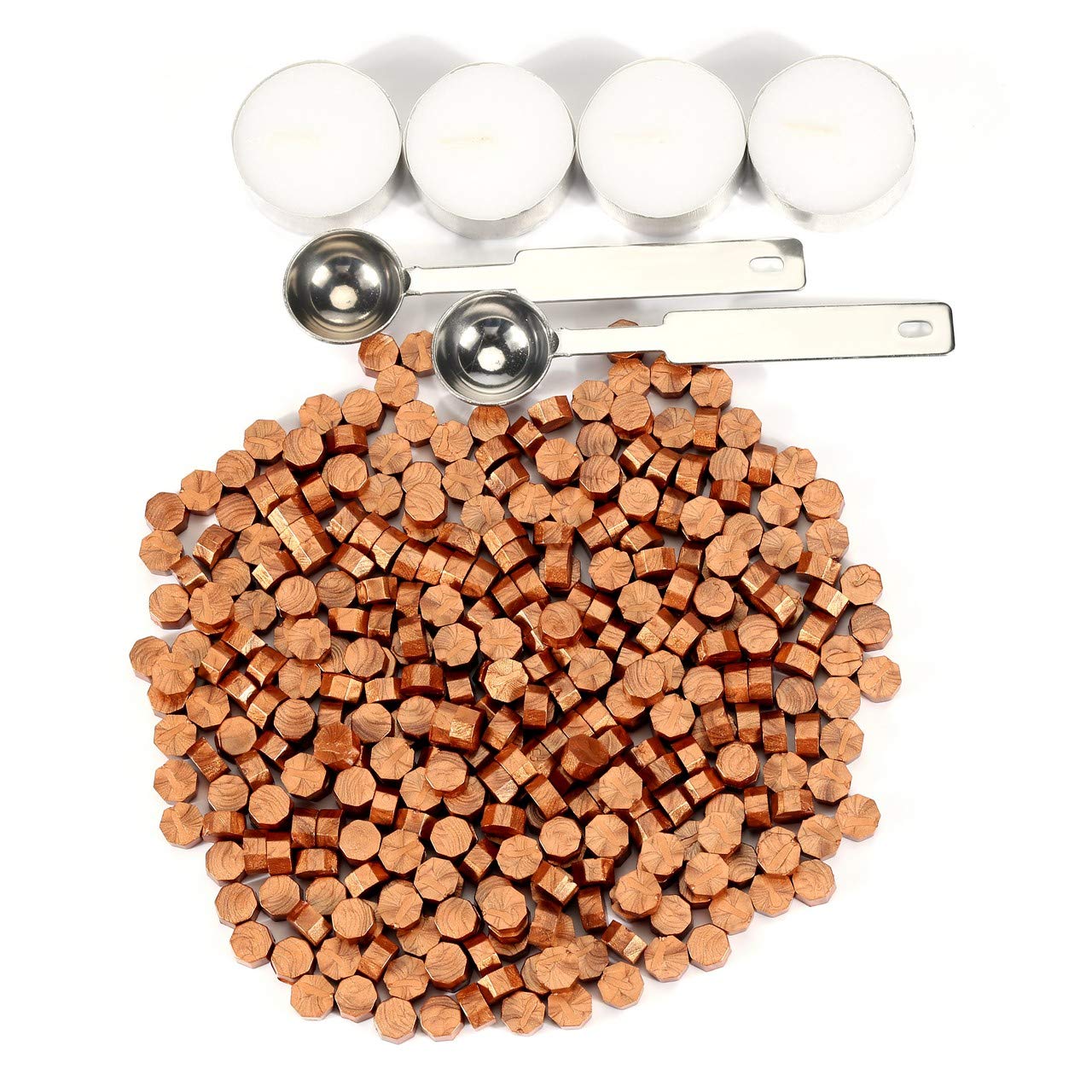 Yoption 360 Pcs Metallic Copper Sealing Wax Beads Set for Wax Seal Stamp with Candles and Melting Spoon