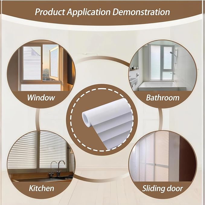 Frosted Glass Window Privacy Film Decorative, Bathroom Window Privacy Film for Glass Windows Cover, Static Cling, Removable, Reusable, Anti-UV, Heat Blocking, with Tools 29x78inch