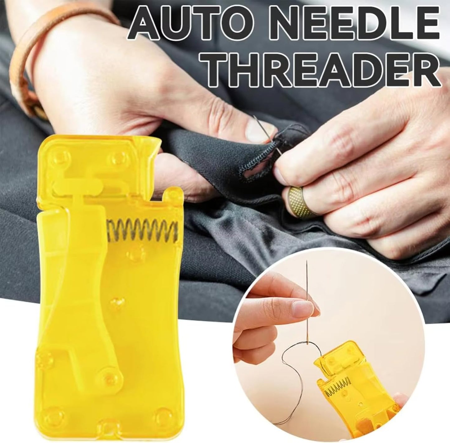 Automatic Needle Threader, 10 PCS Simple Needle Threaders Sewing Tool, Quick Self Threading Needles Plastic Sewing Machine Threader for Hand Stitching Embroidery Floss, Fits Most of Needles