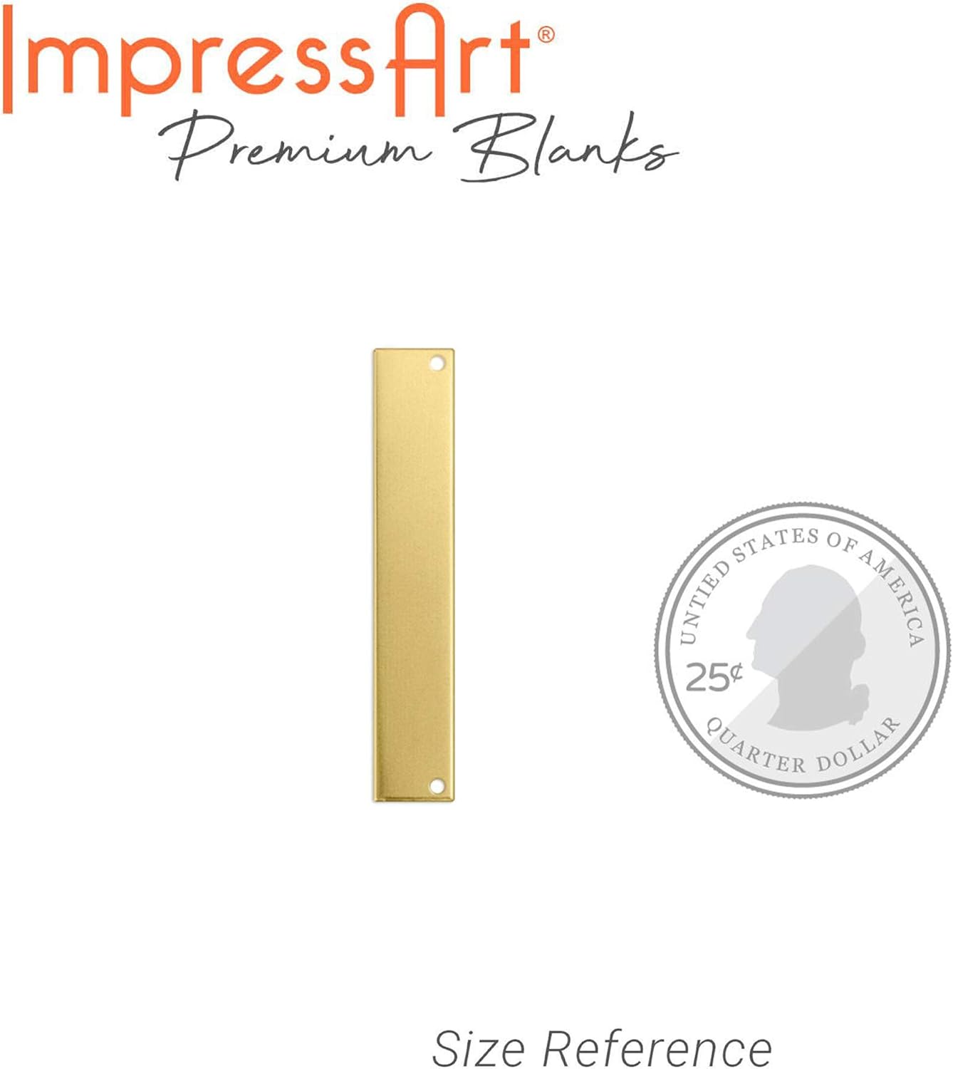 ImpressArt - Premium Metal Stamping Rectangle Blanks for Metal Stamping and Jewelry Making (24 Pack) (1/4" x 1 1/2" Rectangle w/Holes, Brass)