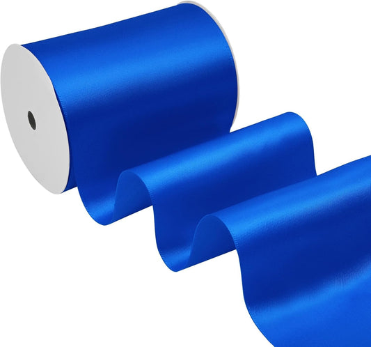 Royal Blue Satin Ribbon 4 Inch X 15 Yards Solid Color Double Faced Ribbons Perfect for Crafts Wedding Decor Bow Making Arts Sewing and More