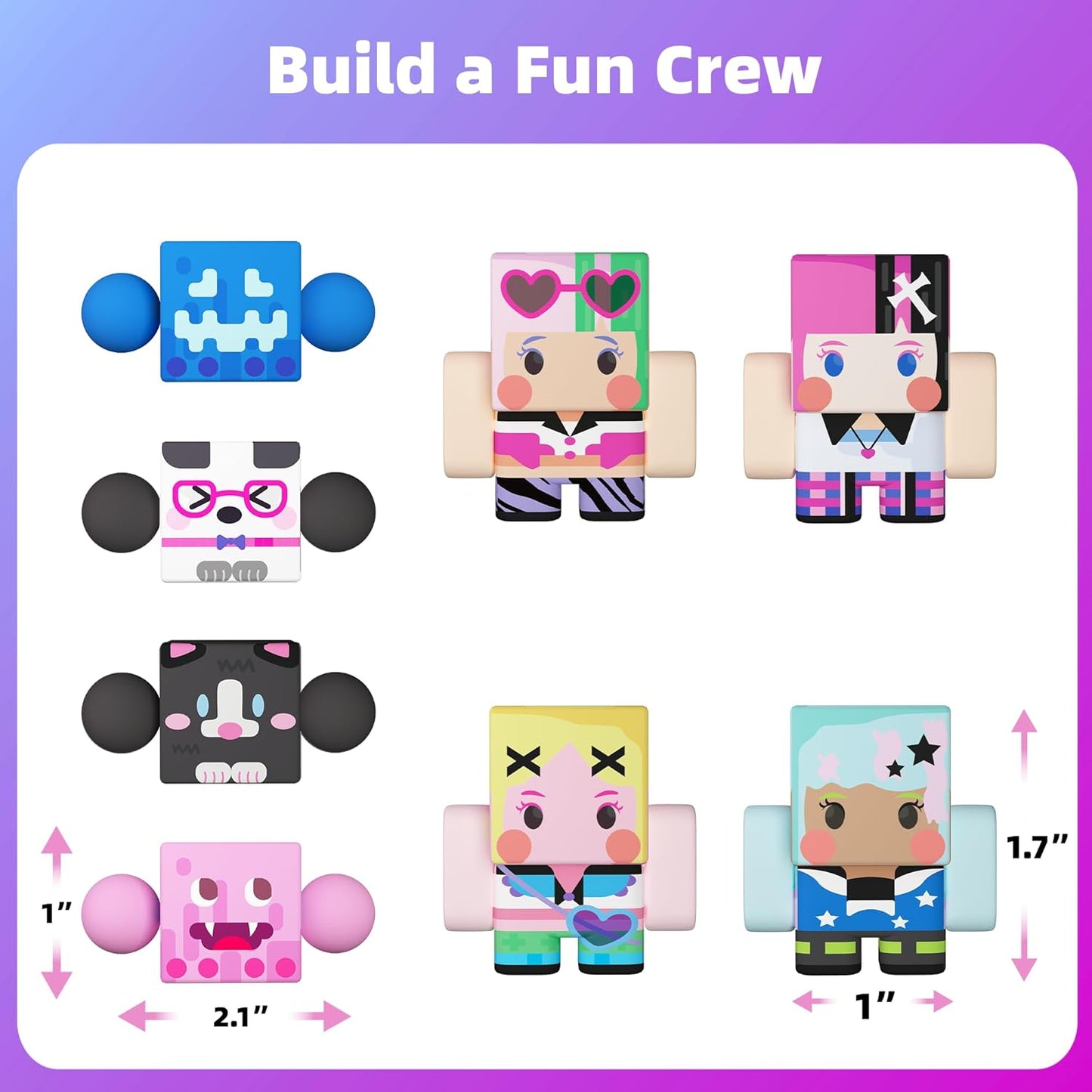 GobiDex 8PCS Magnetic Figures Playset, Travel Toys with Rotatable Animal and Character for Kids & Toddlers, Compatible with Magnet Building Blocks, Educational Sensory Pretend Play Gift