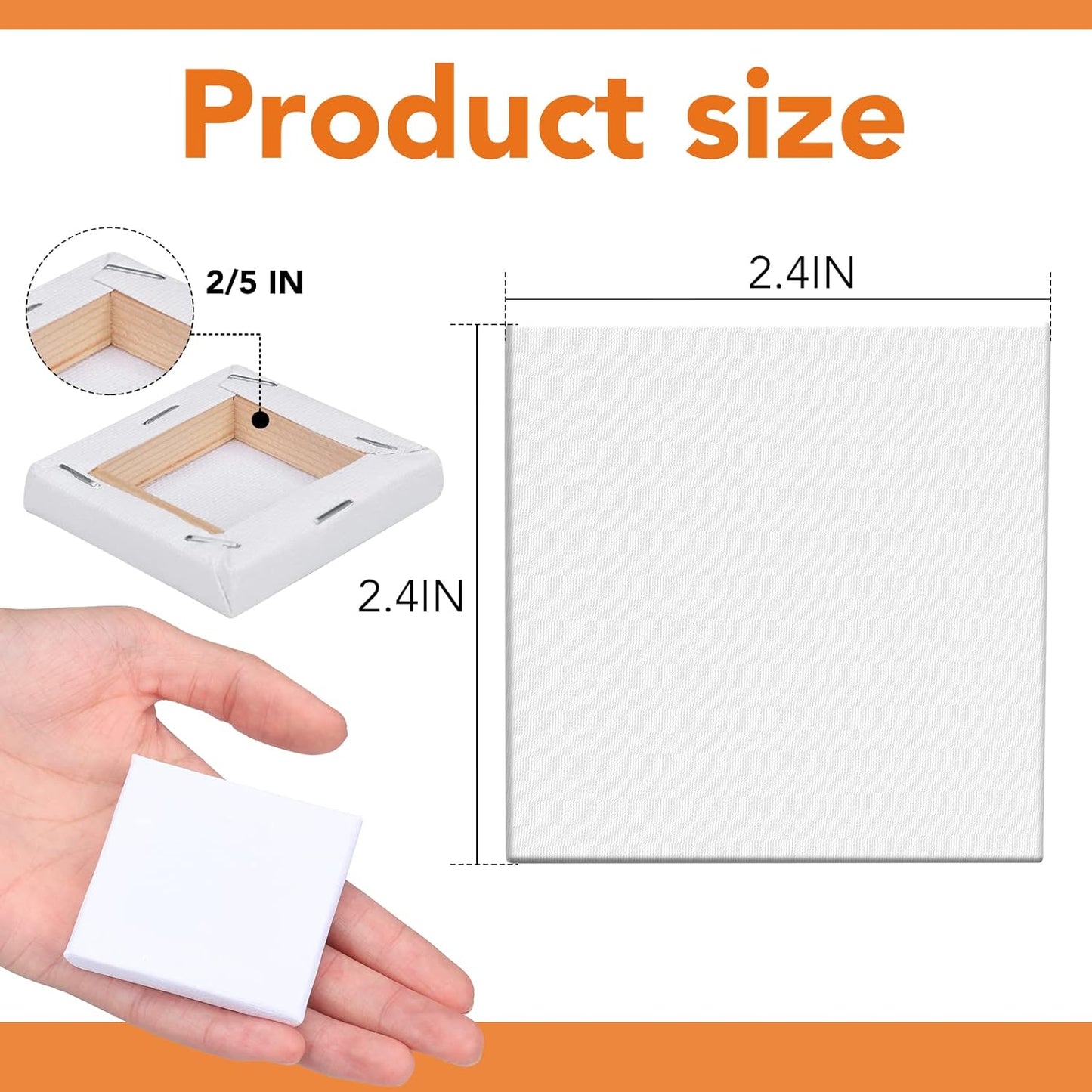 ESRICH Mini Stretched Canvas 20Pack 2.4x2.4inch, 2/5''Profile Art Primed Canvases for Painting, Cotton Small Professional Stretched Canvas for Kids and Art Supplies.
