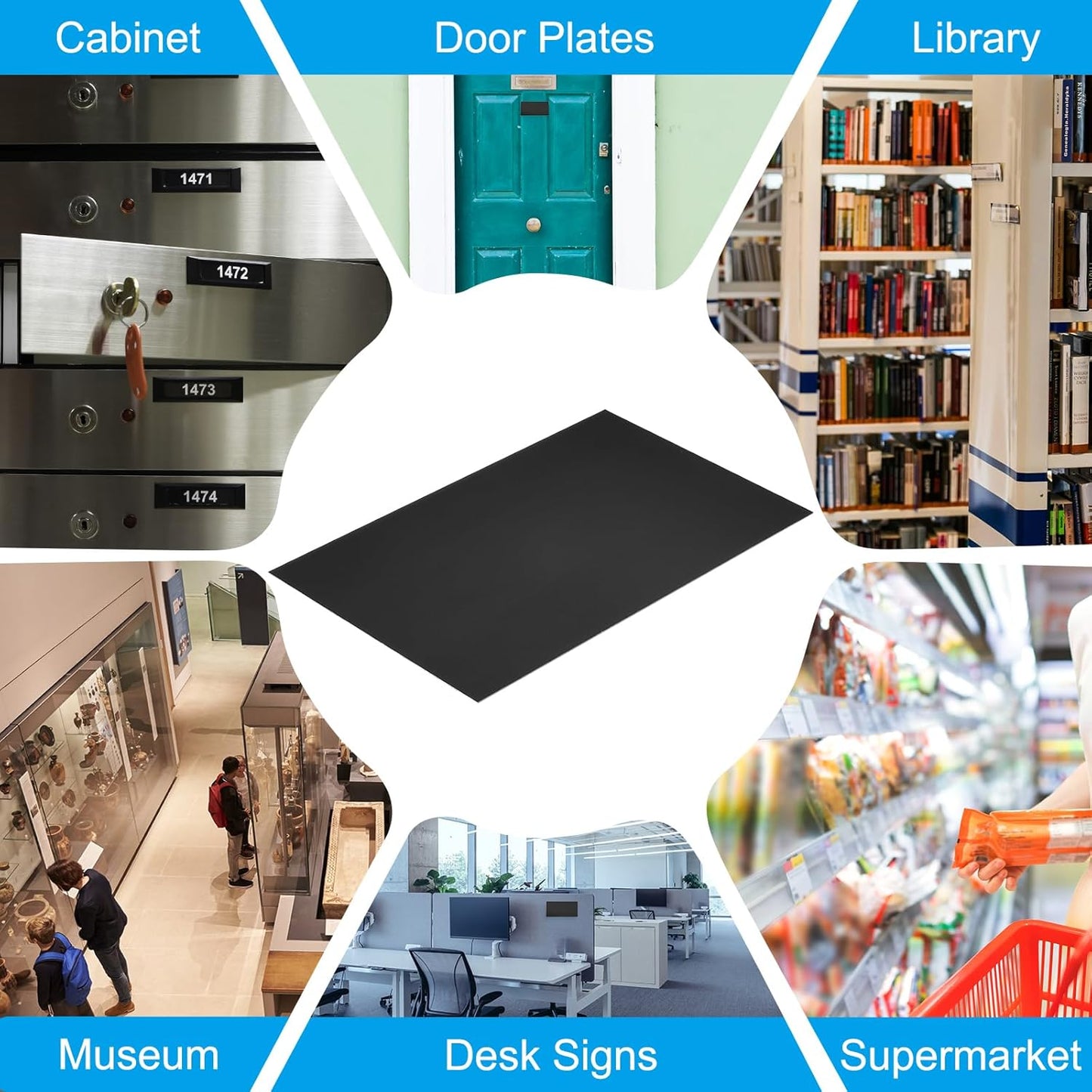 PATIKIL 6x10 Inch Anodized Aluminum Sheet Metal, 5Pcs Laser Plates Engraving Blanks 0.5MM Thin Rectangle for Crafting DIY House Laser Engraving, Black