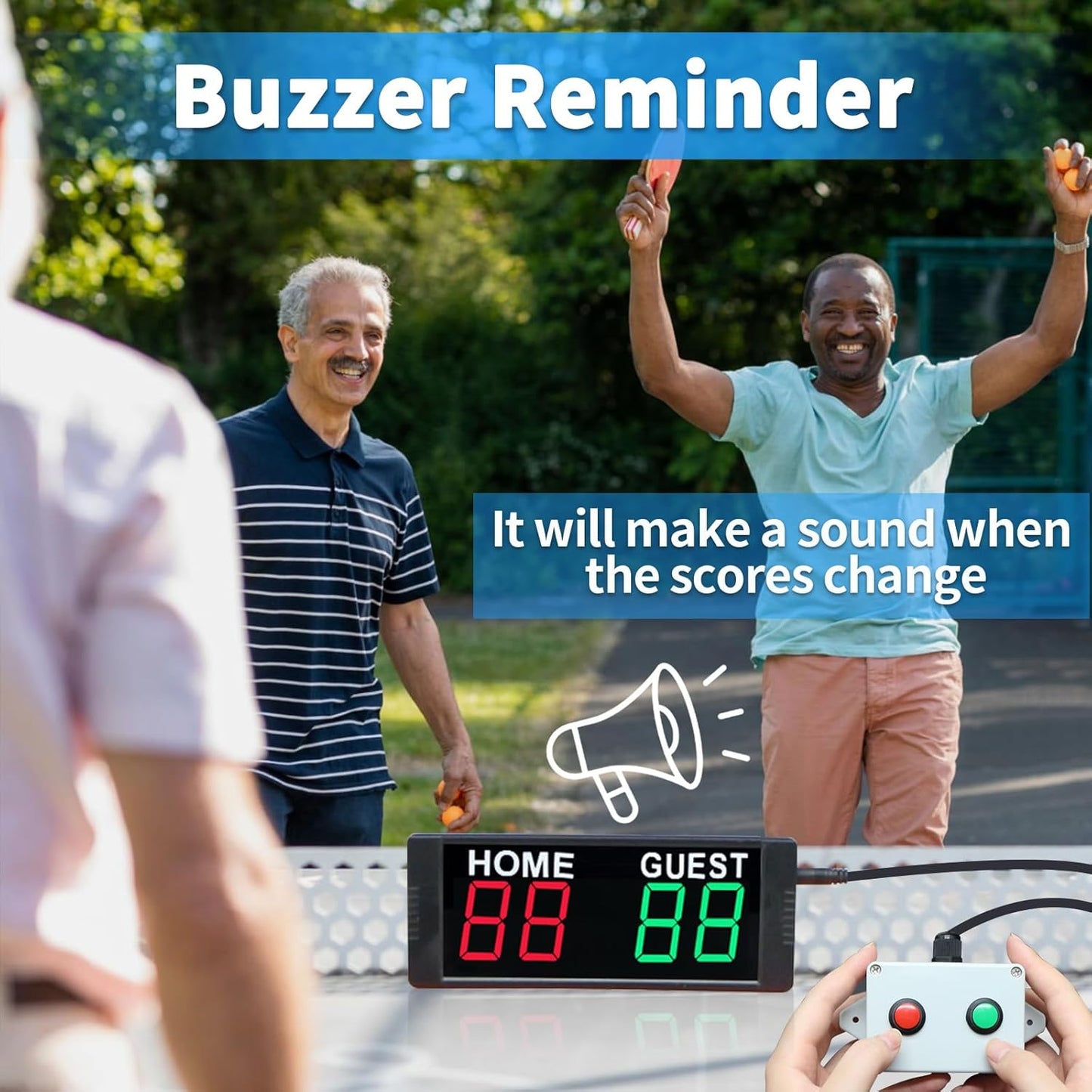 YZ Magnetic Battery Powered Cornhole Scoreboard,Portable Digital Scoreboard with Remote,Ping Pong Score Keeper with Buzzer,LED Electronic Scoreboard for Basketball/Baseball/Volleyball/Billiard Games