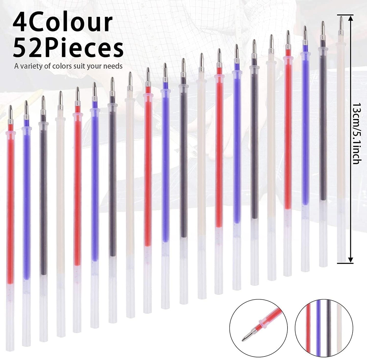 JANYUN 4 Pieces Heat Erasable Pens for Fabric with 12 Refills Fabric Marking Pens Fabric Markers for Quilting Sewing DIY Dressmaking Fabrics Tailors Chalk