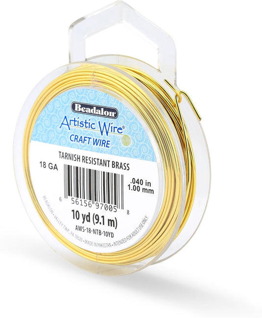 Artistic Wire, 18 Gauge Tarnish Resistant Brass Craft Wire, 10 yd