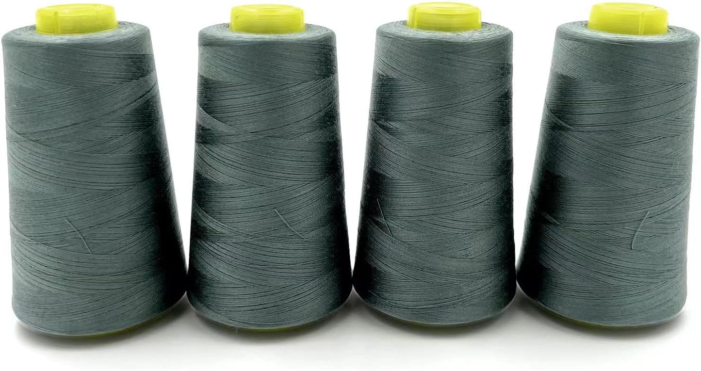 Tortoise 4 Cones of 3000 Yards Each Spool Thread for All Purpose Sewing, Serger, Overlock, Quilting, 100% Polyester, 40S/2 Pewter