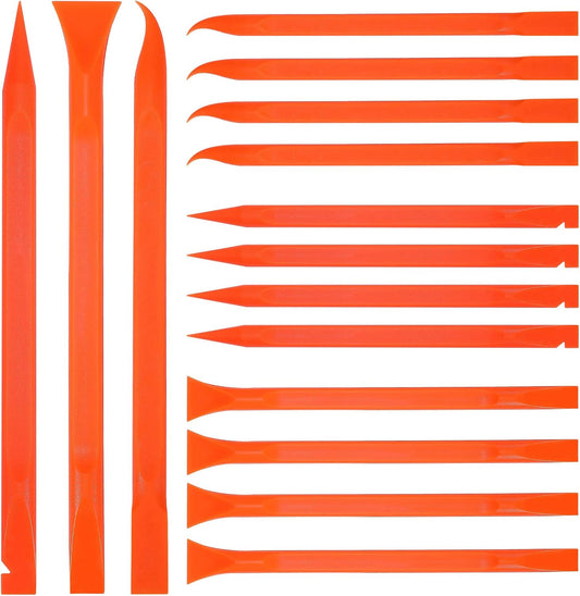 Minatee 18 Pieces Non-scratch Plastic Scraper Tool Multi-purpose Carbon Fiber Pen-shaped Plastic Scraper for Cleaning Small and Narrow Space(Orange)