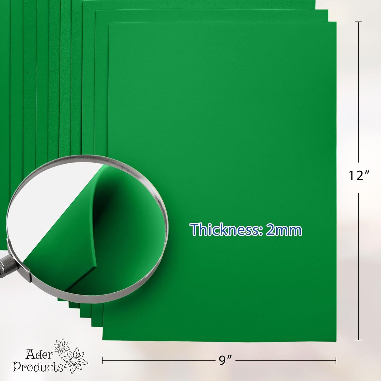 Green EVA Foam Sheets for Crafts, 9 x 12 Inch, 2mm Thickness, 15 Pack – Ideal for DIY Arts and Crafts, Foam Paper for Kids, Cosplay and Costumes