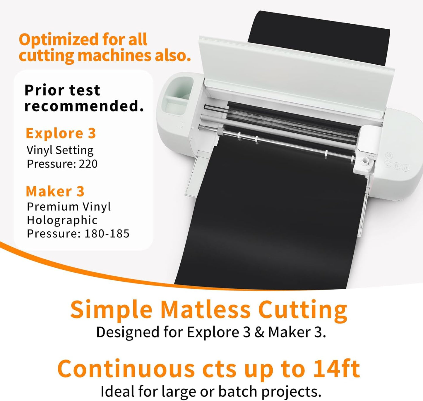 TECKWRAP Smart Permanent Vinyl, (13in x 14ft) - Adhesive Craft Vinyl - Matless Cutting & Easy to Apply for DIY Decal Projects with Maker 3 / Explore 3 Machines, Glossy White