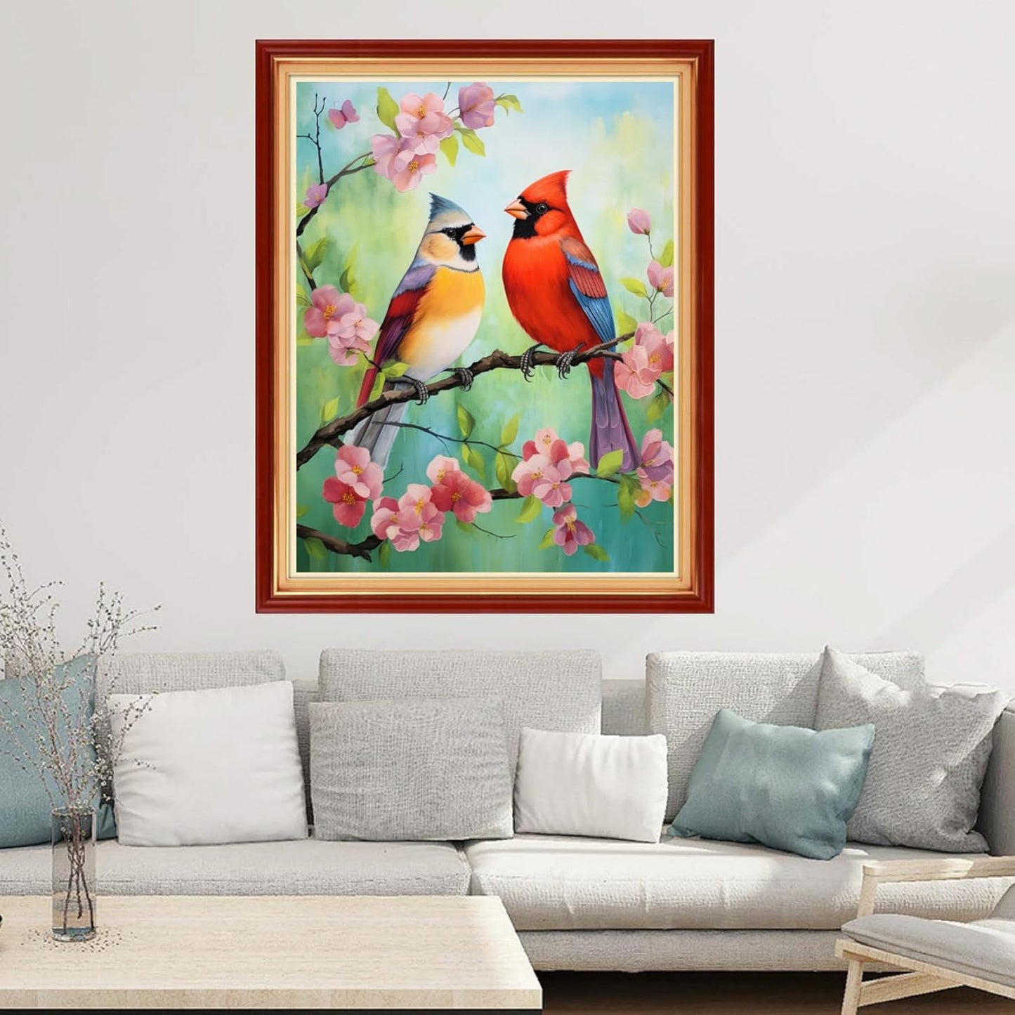 Cross Stitch Kits for Beginners Stamped Cross-Stitch Supplies Needlework preprint Embroidery Kits for Adults DIY Needlepoint Kits Embroidery Patterns 11CT-Flower Birds 16x20 inchs