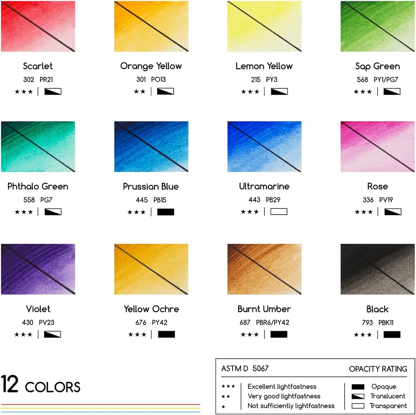 MEEDEN Watercolor Paint Tubes Set - 12 x 12ml (0.4 oz) Colors Painting Set Art Supplies - Non Toxic Water Color Paint for Adults Beginners Students