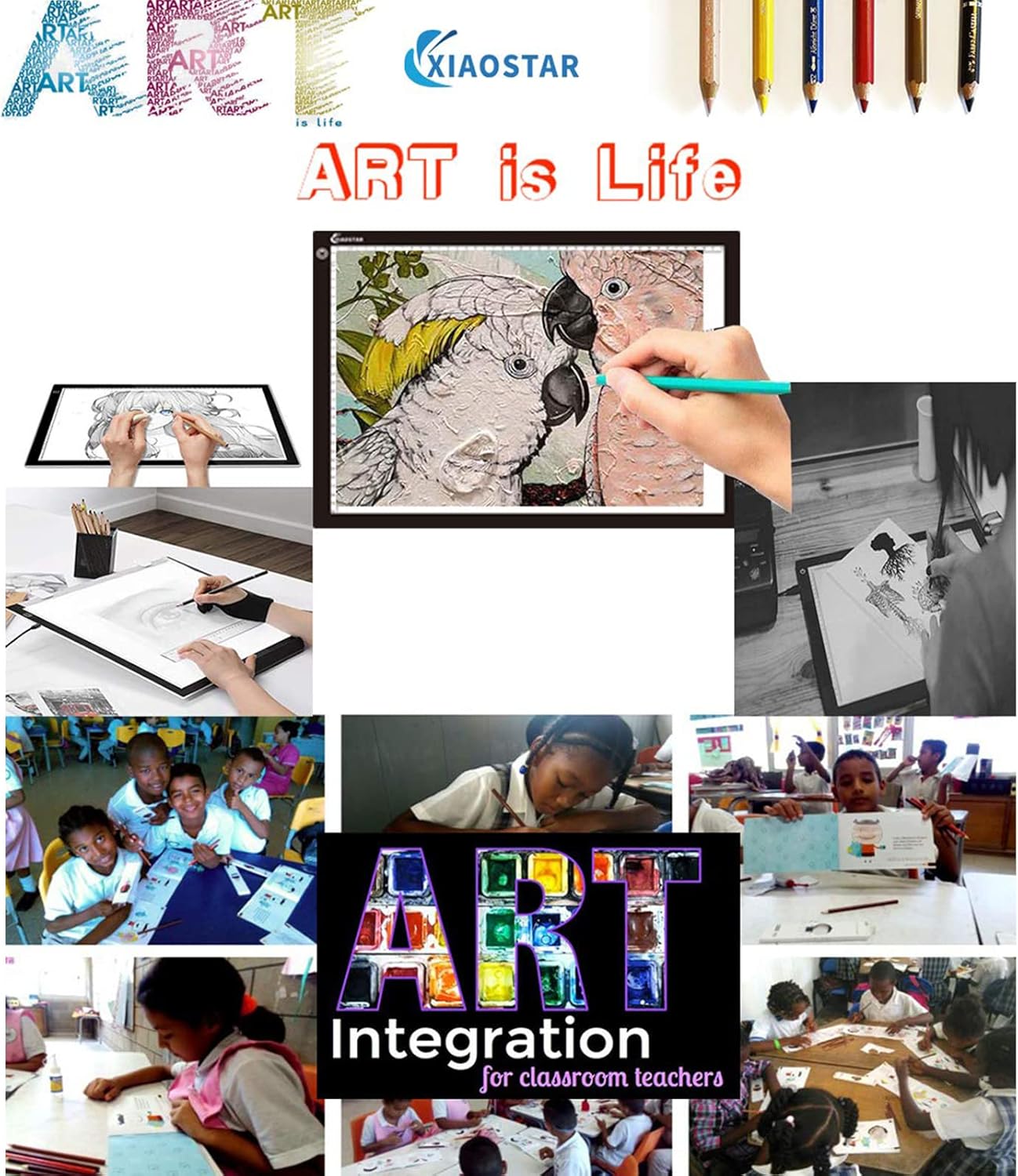 Light Box Drawing Pad A3, Tracing Board with Type-C Charge Cable and Brightness Adjustable for Artists, AnimationDrawing, Sketching, Animation, X-ray Viewing (A3-S)