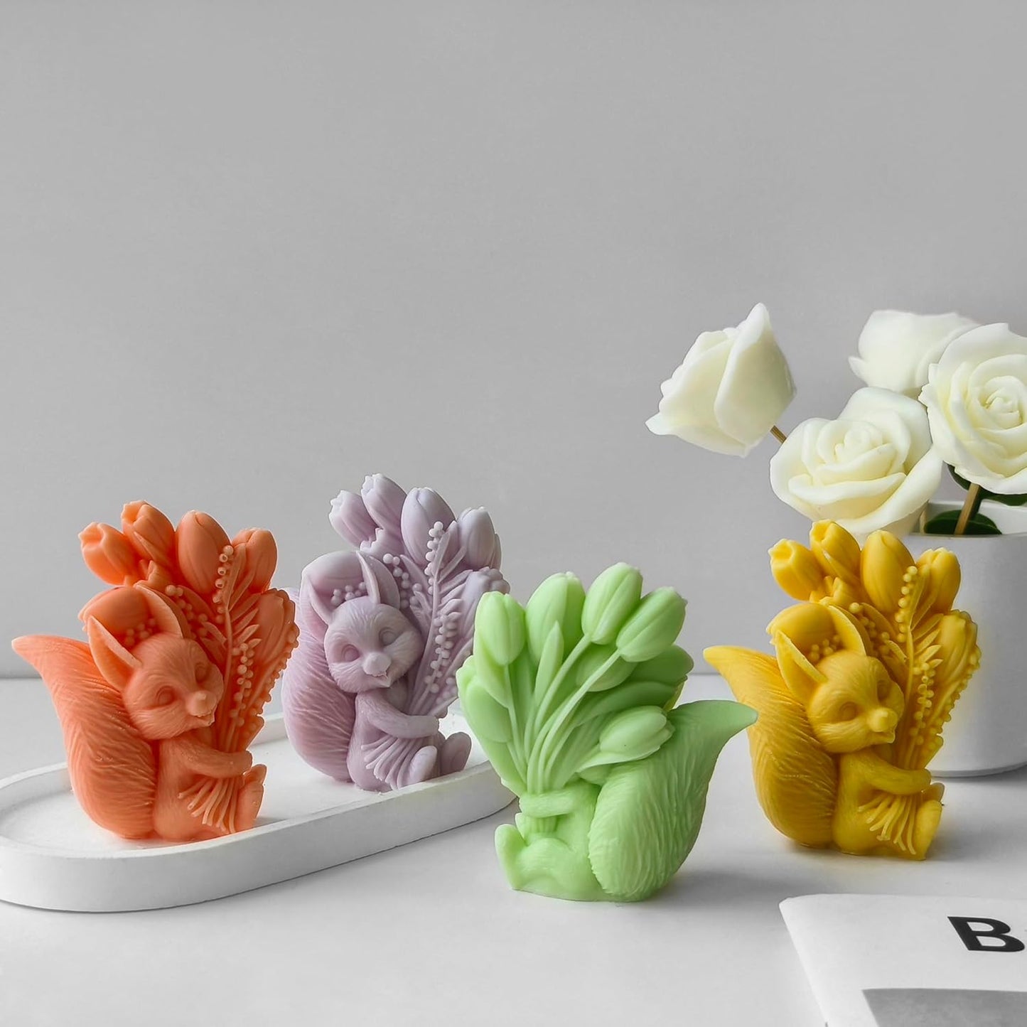 Squirrel Tulip Candle Resin Mold - Resin Casting Silicone Molds for Home Decor & Candle Making Wave Spiral Mold